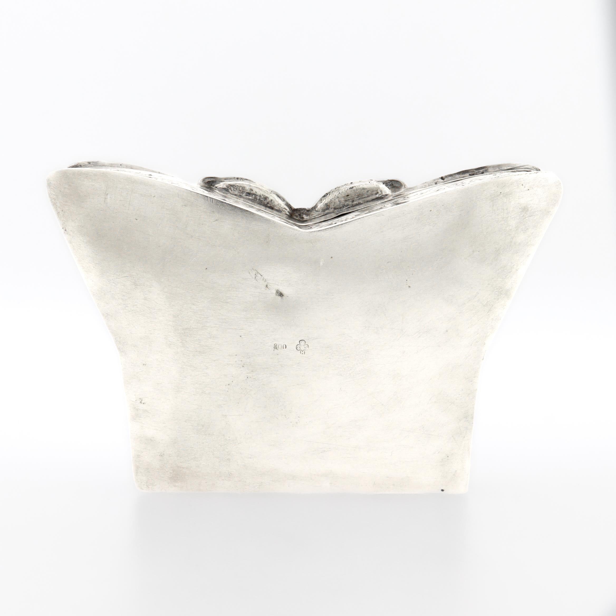 Antique Storck & Sinsheimer Figural Butterfly 800 Solid Silver Dresser Box For Sale 1