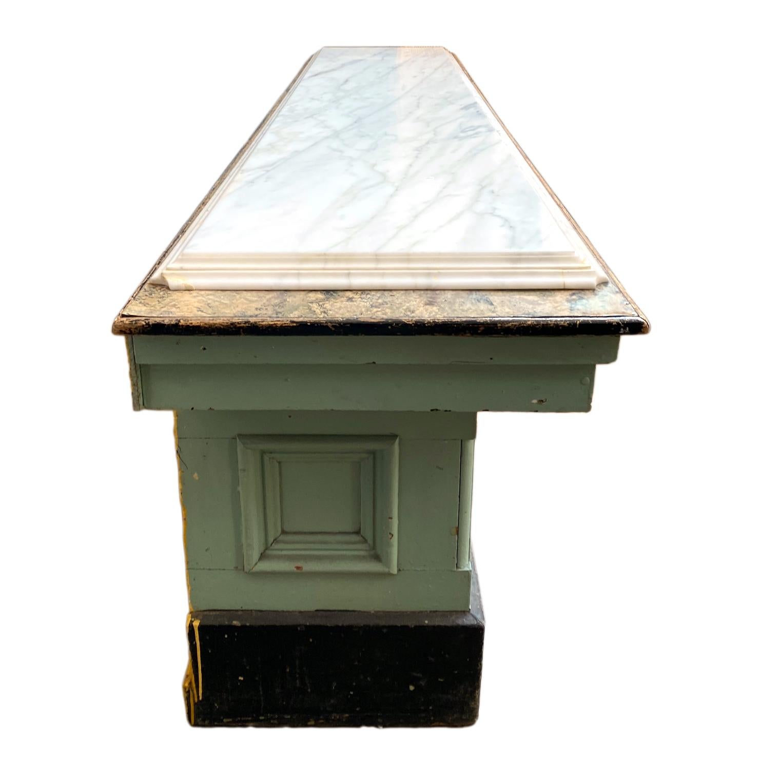 American Classical Antique Store Counter with Marble Top For Sale