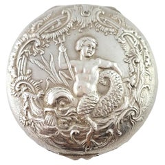 Antique Stork & Sinsheimer Hanau Germany 800 Silver Cherub Trinket Box #17876