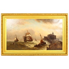 Antique Stormy Seascape Painting by David Horatio Winder, 1926