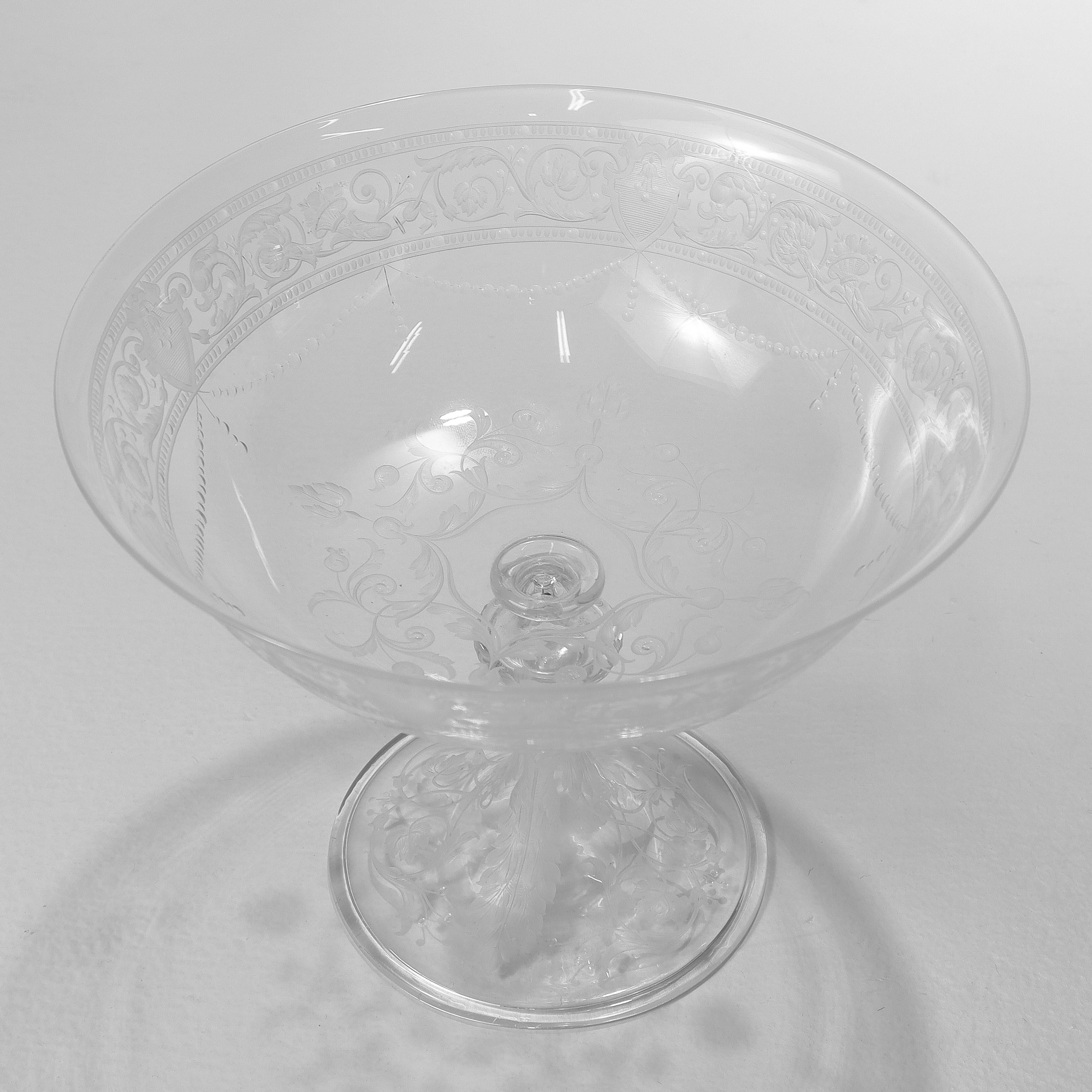 Antique Stourbridge Etched & Engraved Glass Lidded Compote 1 For Sale 5