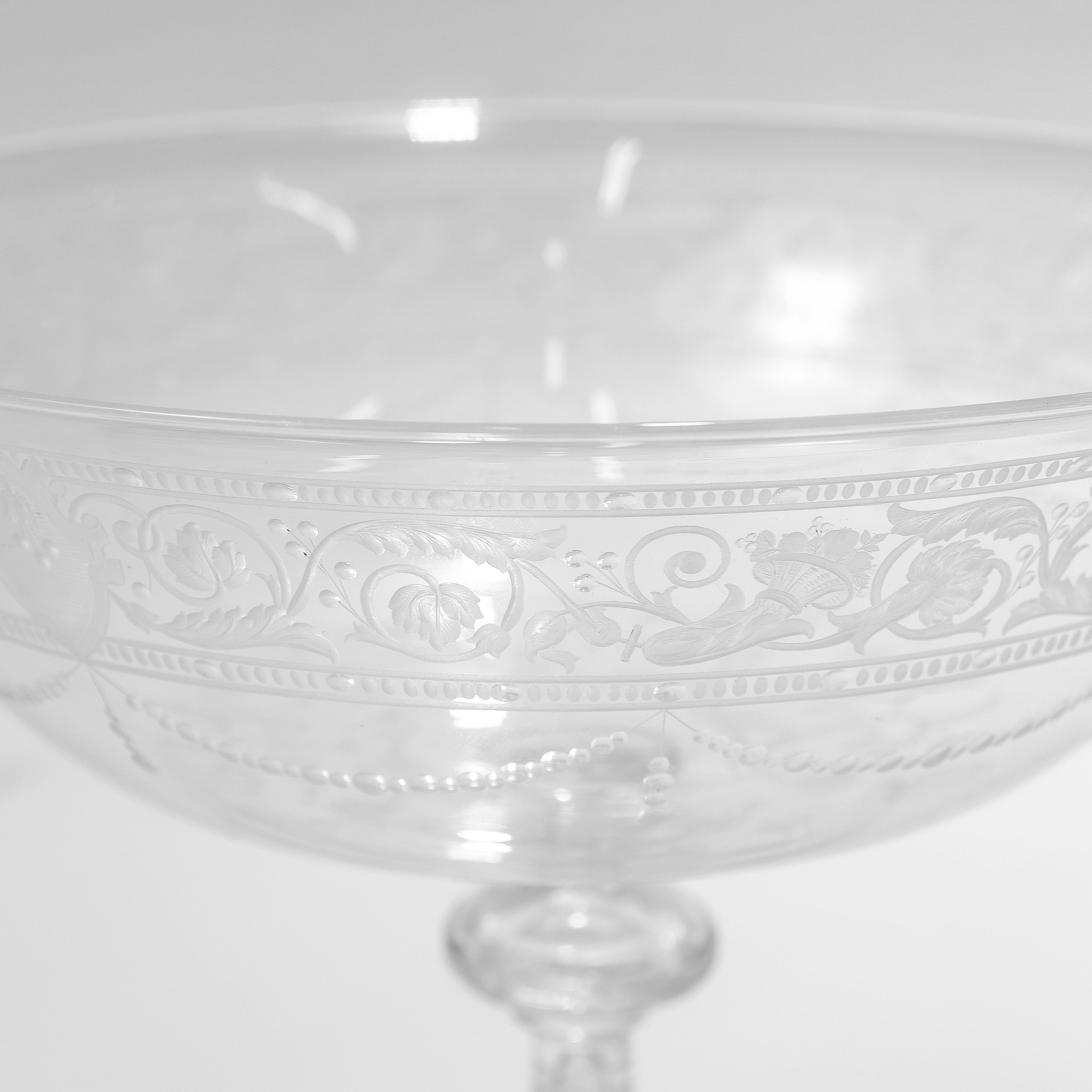 Antique Stourbridge Etched & Engraved Glass Lidded Compote 1 For Sale 8