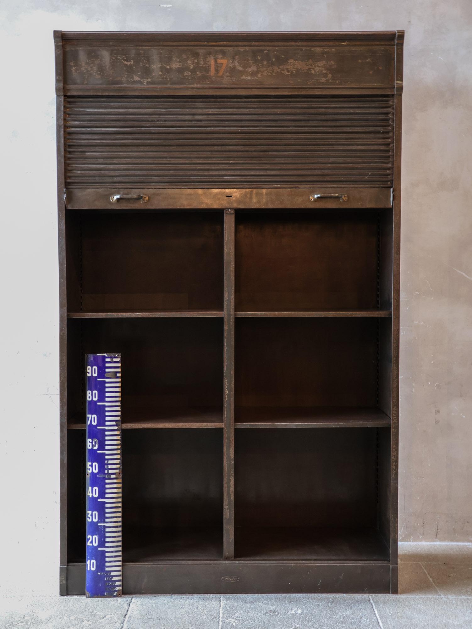 Iron Antique Strafor roll-front Archive Cabinet For Sale