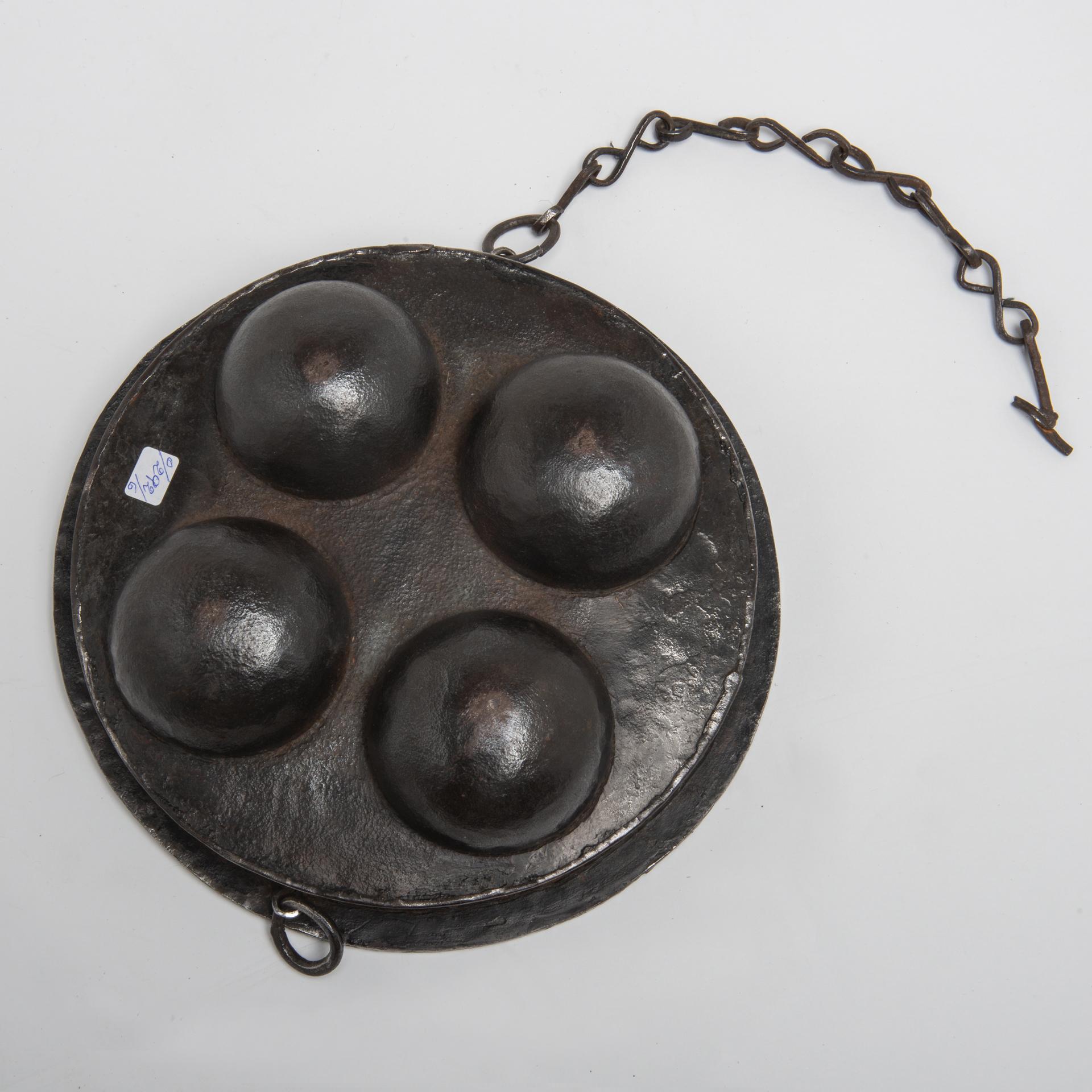 Tibetan Antique Strange Iron Pot with Chain For Sale