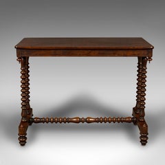 Antique Stretcher Table, English, Side, Bobbin Turned, Gothic, Victorian, C.1850