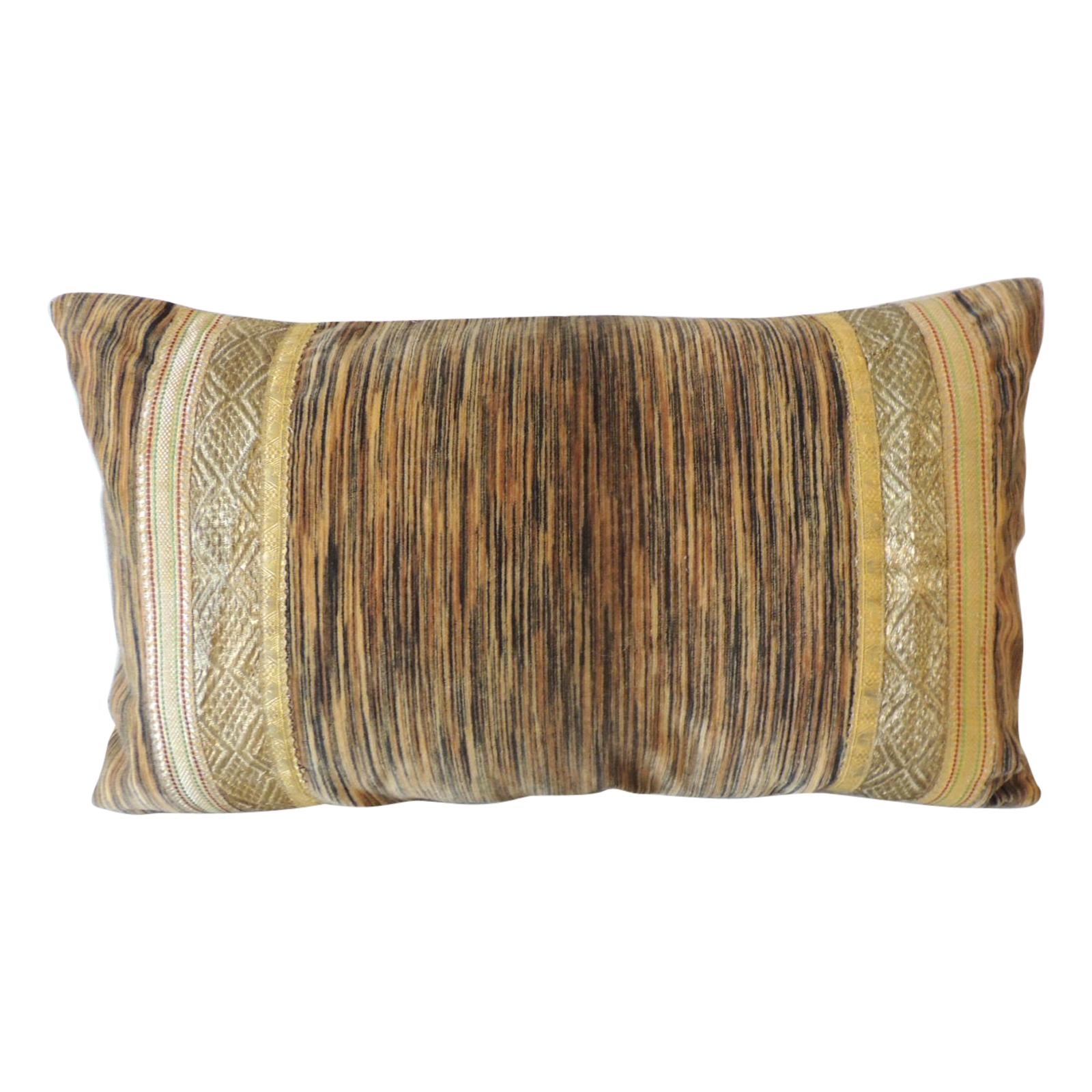 Antique Green Crushed Silk Velvet Long Bolster Decorative Pillow For