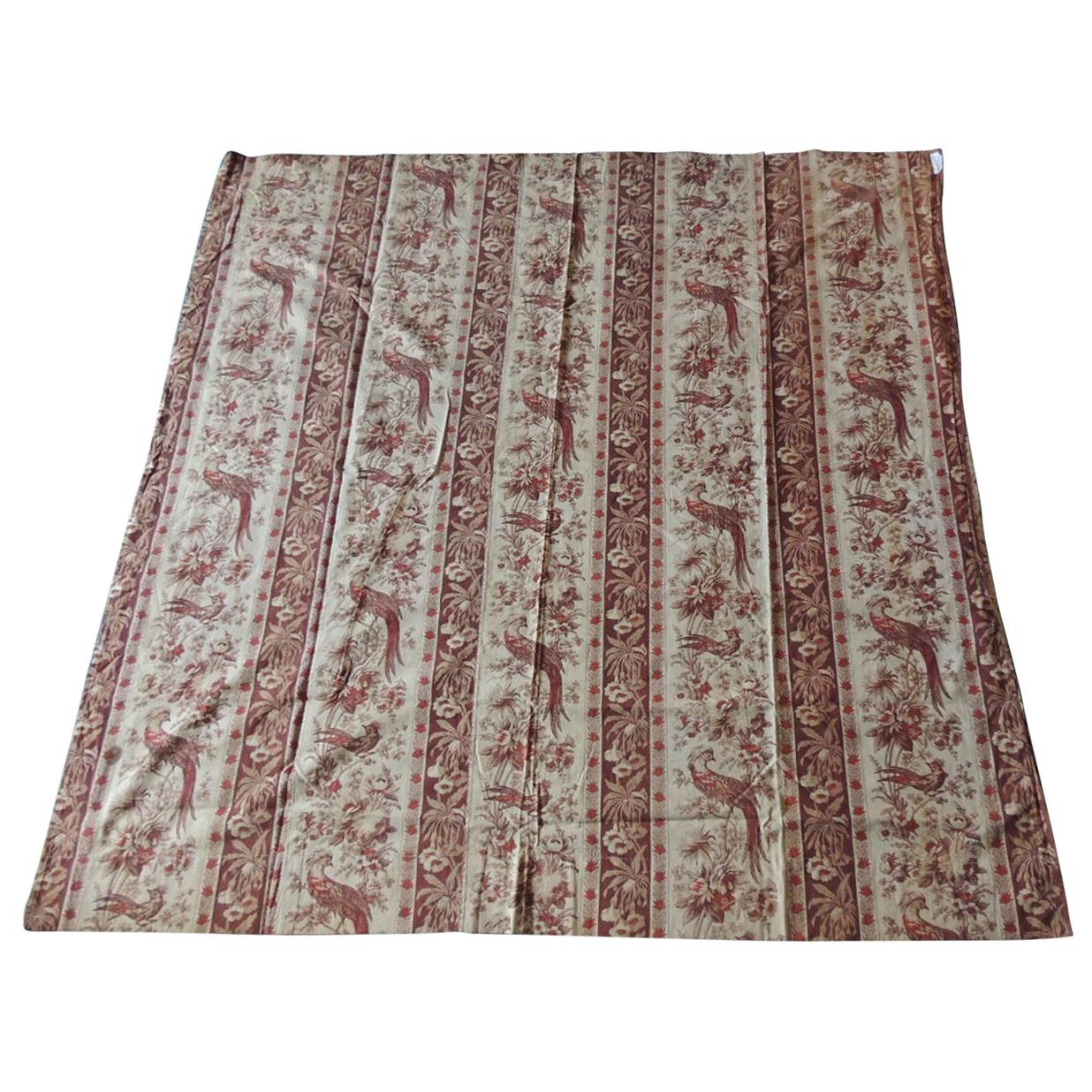 Antique Stripe Brown and Red Cotton Printed Textile Panel