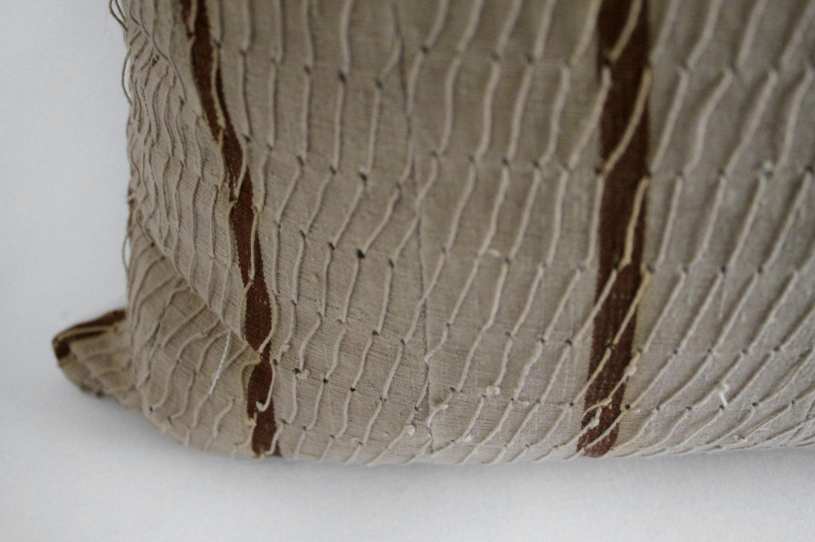 Antique stripe linen and cotton textured pillow sham natural and dark rust
This cotton face features a deep rust stripe, natural linen colored background with original threaded string. The backing is 100% Irish linen in natural linen. Our pillows