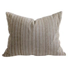 Vintage Stripe Linen Textured Pillow Sham Natural and Dark Golden Brown Stripe