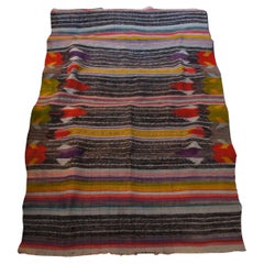 Antique Striped 1930's Navajo Tribal Woven Blanket Native Rug Saddle Bedspread