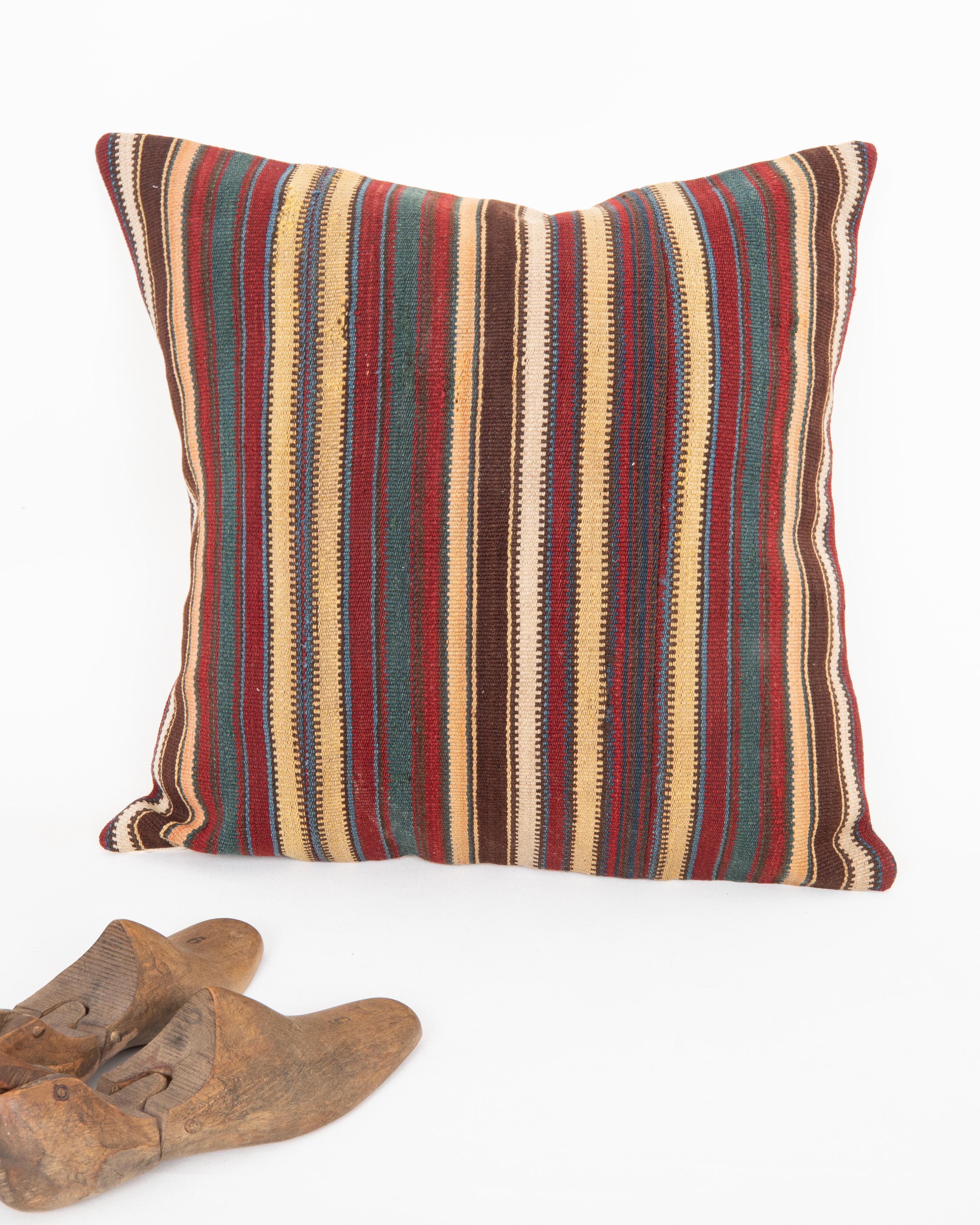 Kilim Cuscino antico in lana Jajim / kilim a righe, Caucaso in vendita