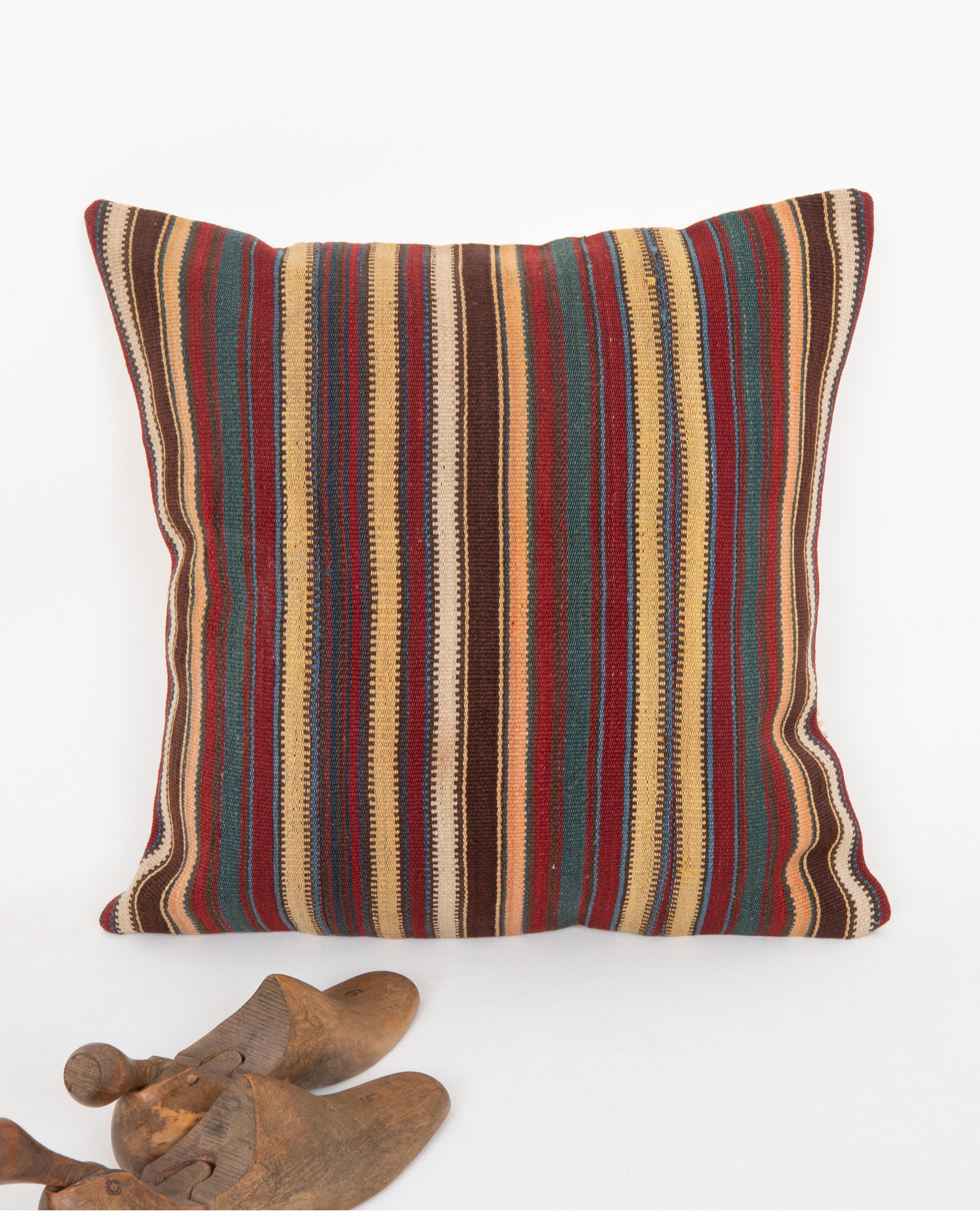 Kilim Cuscino antico in lana Jajim / kilim a righe, Caucaso in vendita