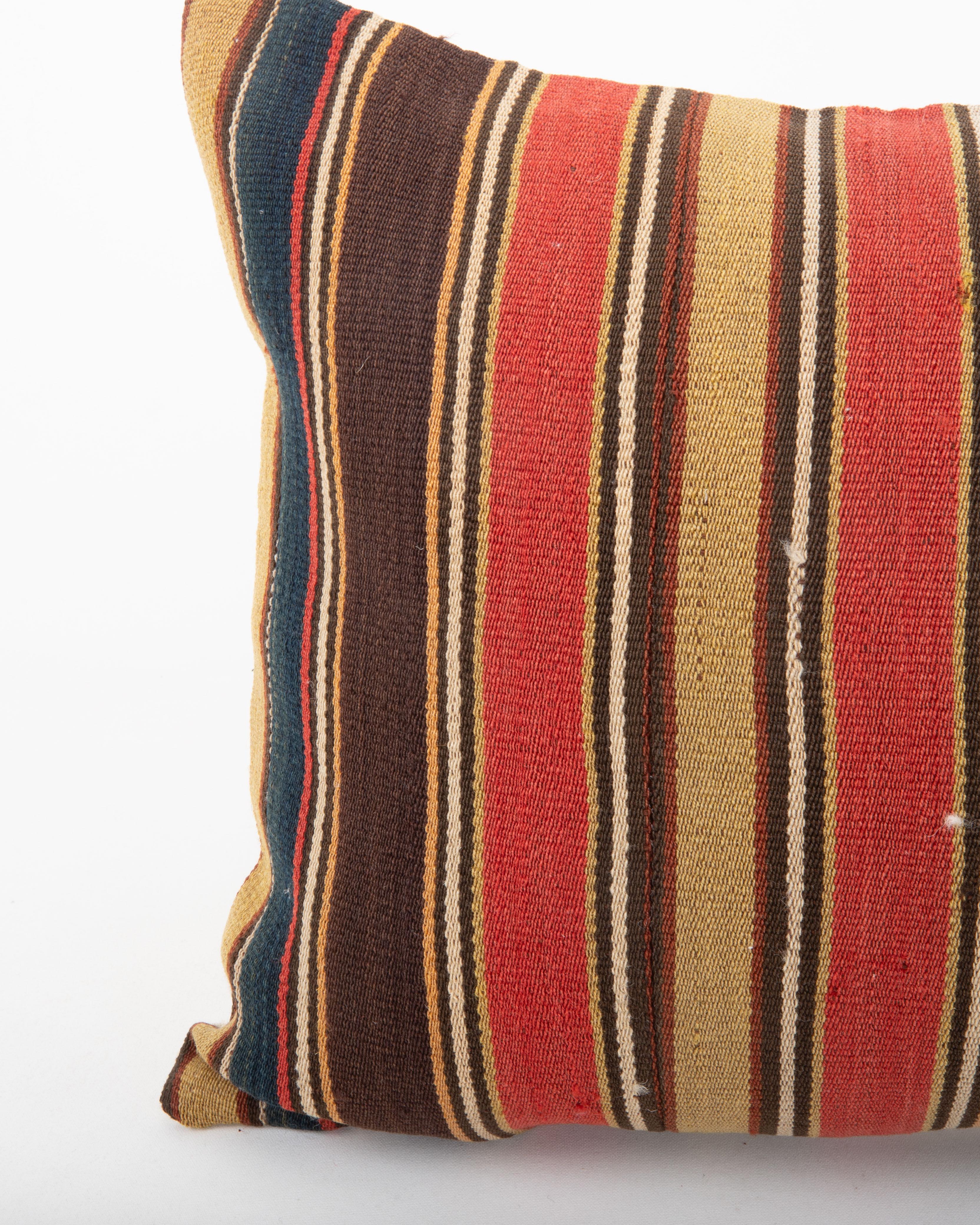 Antiguo cojín Jajim / kilim de lana a rayas, Cáucaso Kilim en venta