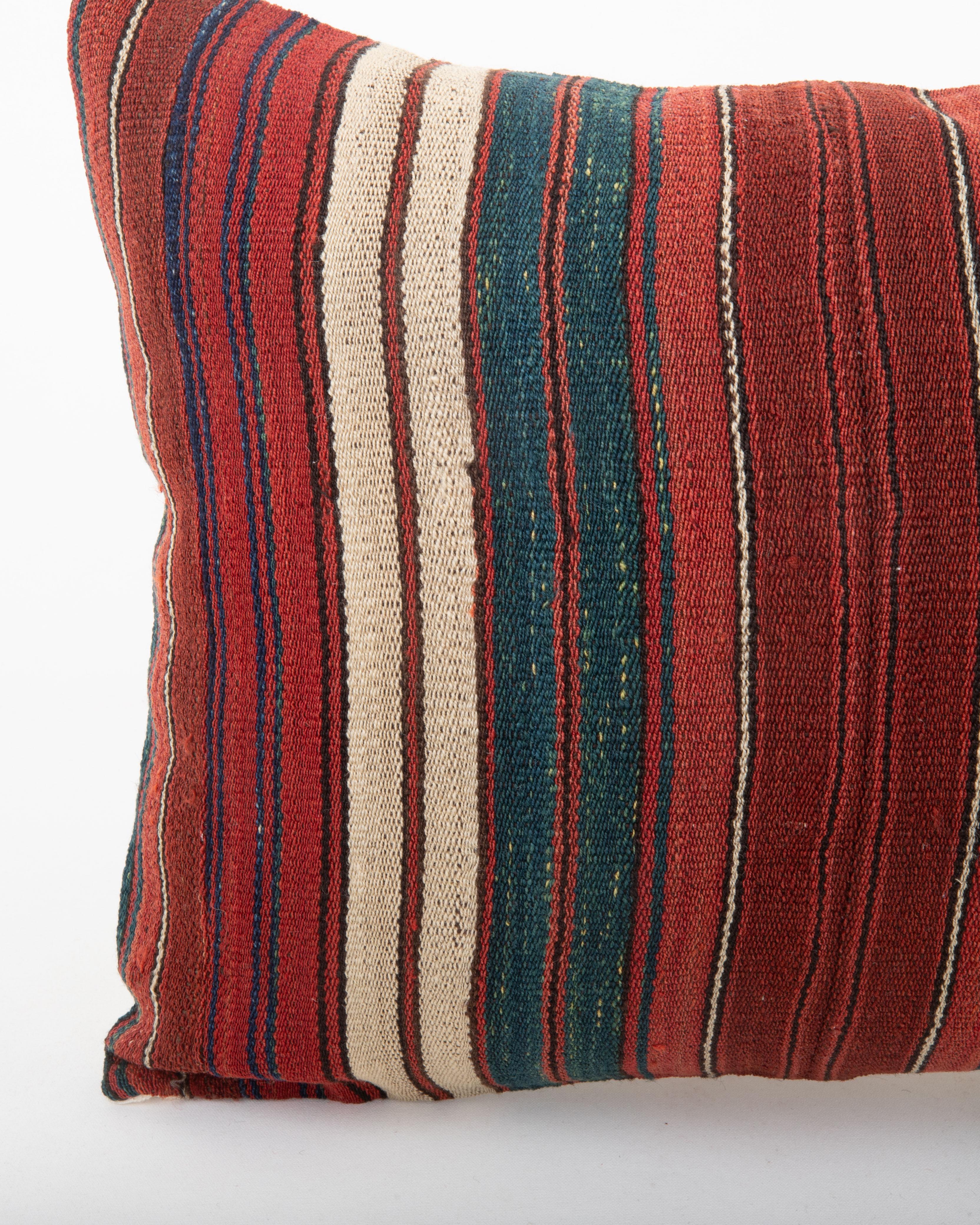 Antiguo cojín Jajim / kilim de lana a rayas, Cáucaso Kilim en venta