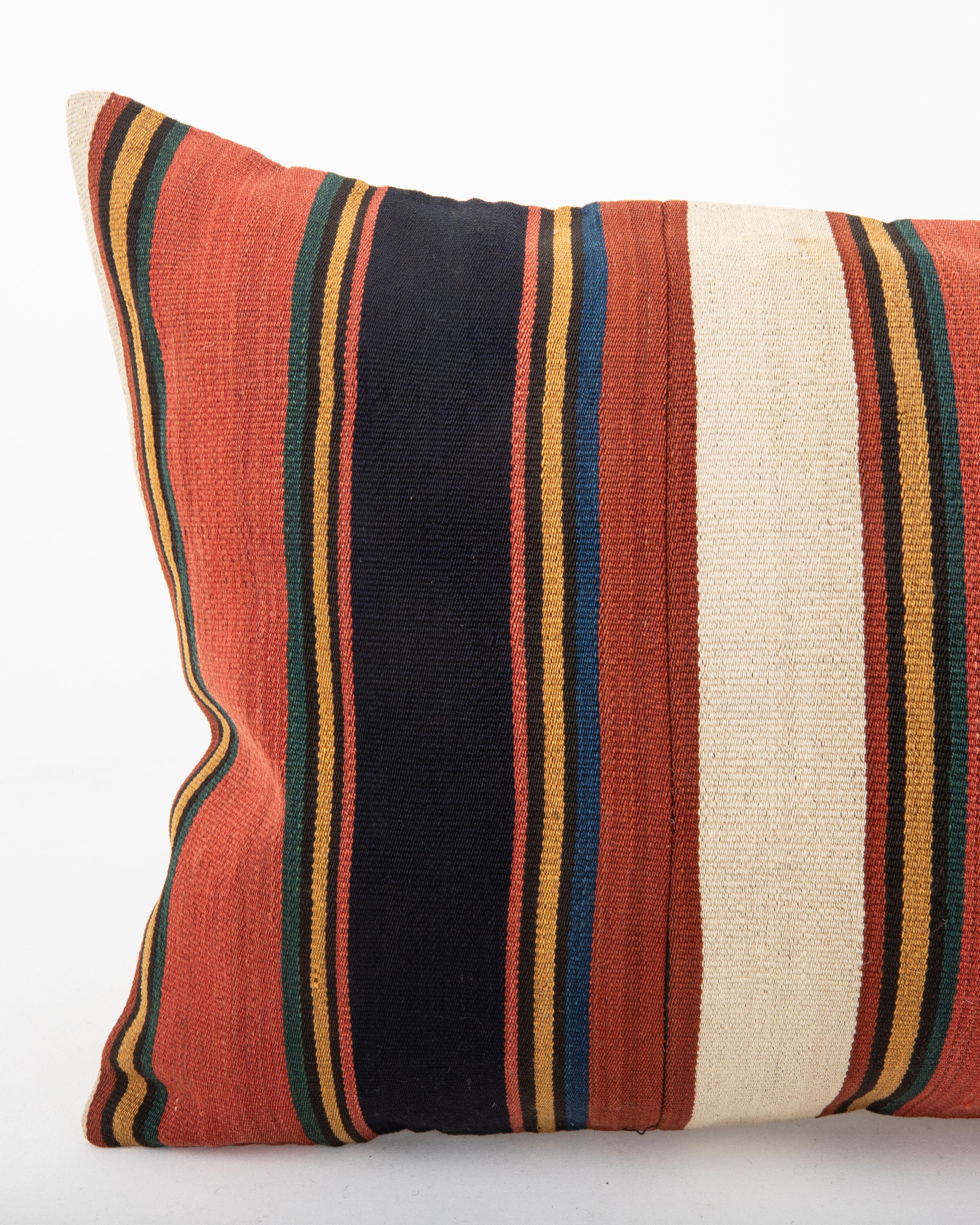 Antiguo cojín Jajim / kilim de lana a rayas, Cáucaso Kilim