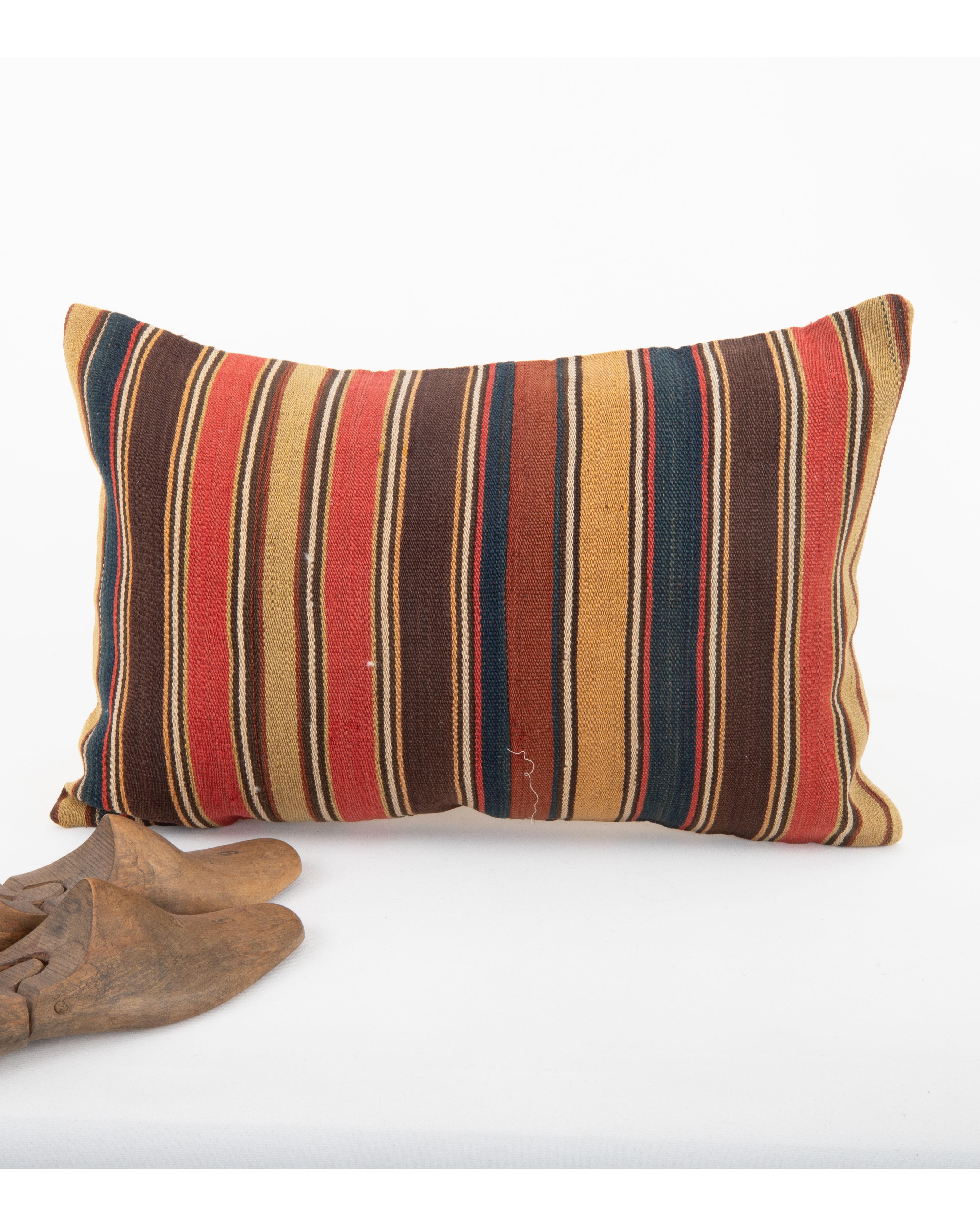Antiguo cojín Jajim / kilim de lana a rayas, Cáucaso Tejido a mano en venta