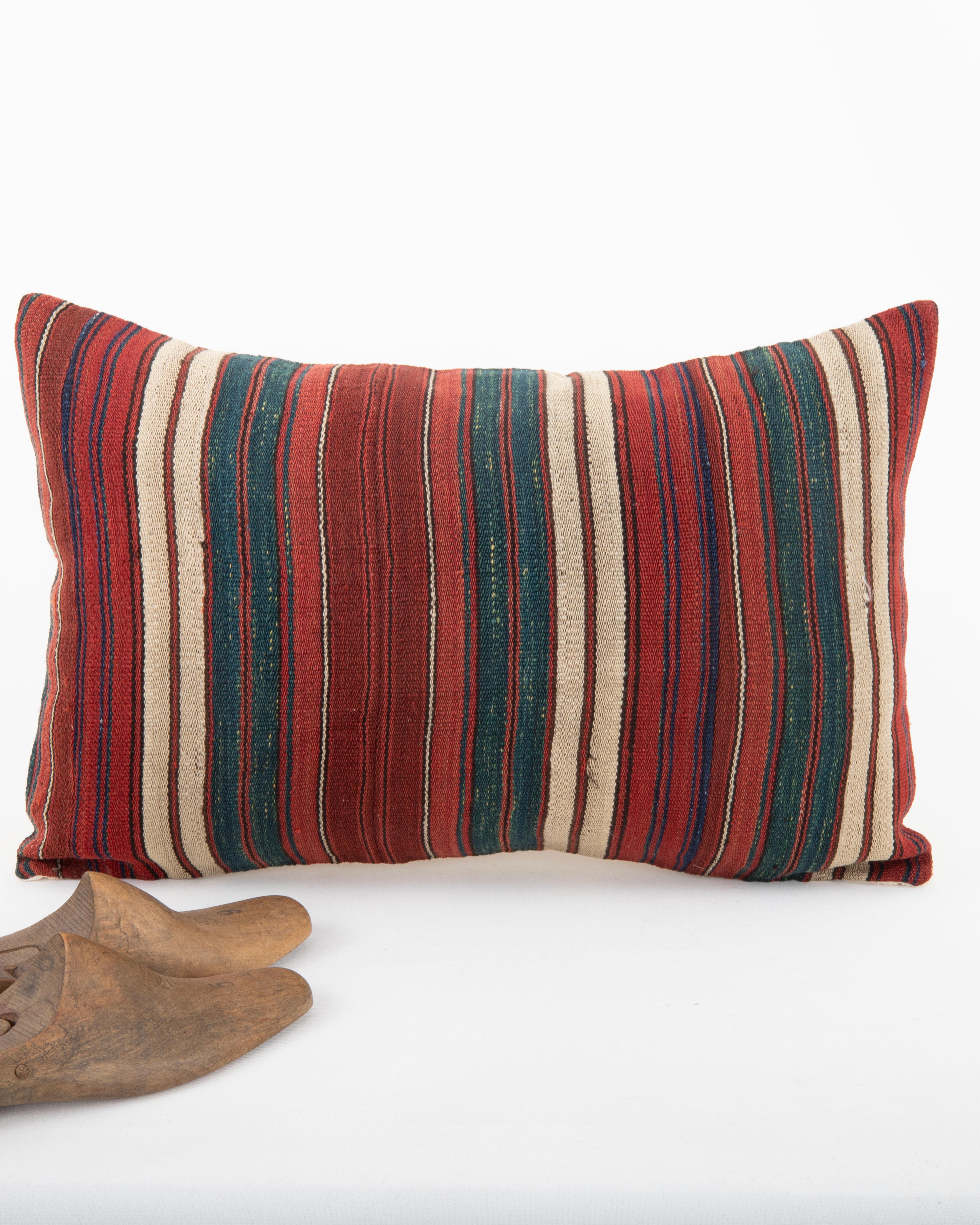 Antiguo cojín Jajim / kilim de lana a rayas, Cáucaso Tejido a mano en venta