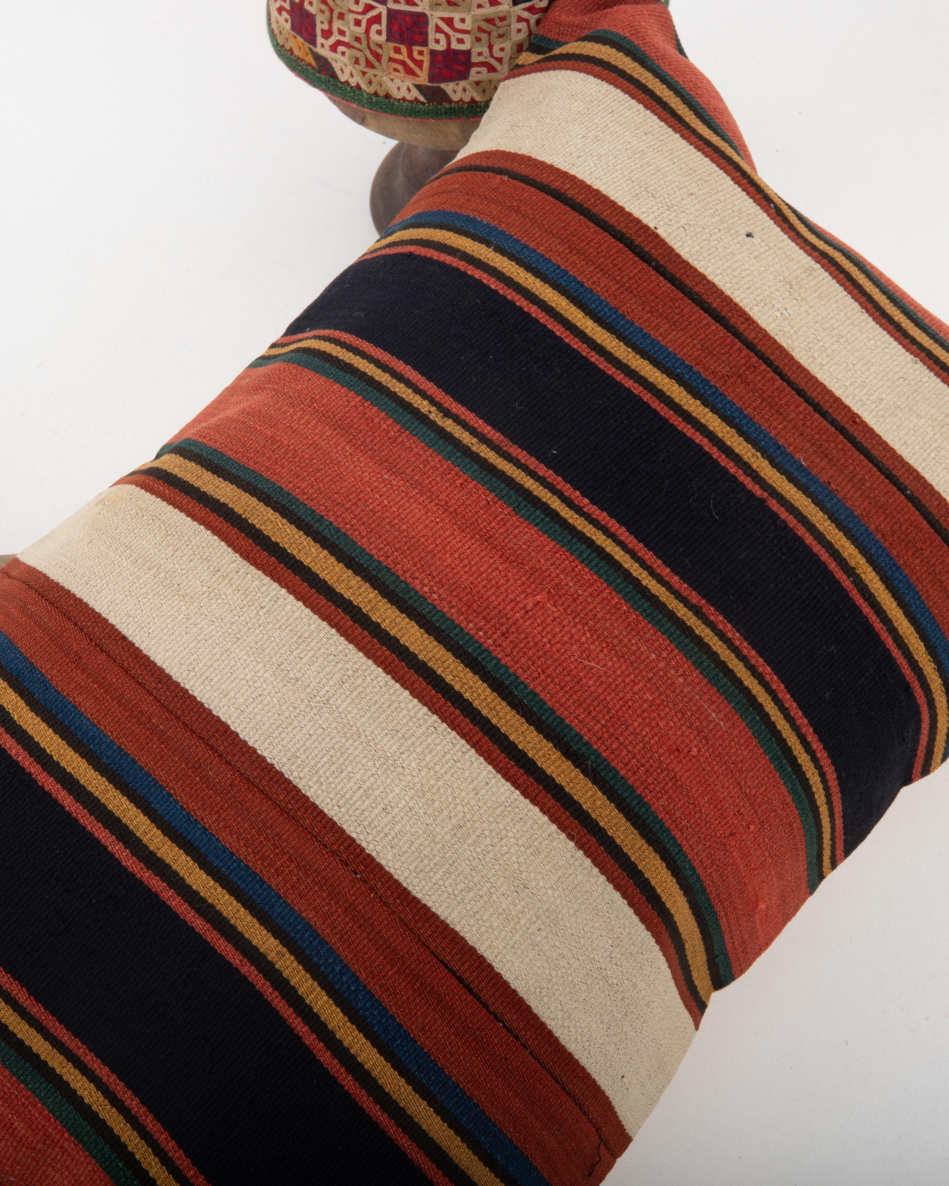 Antiguo cojín Jajim / kilim de lana a rayas, Cáucaso en Bueno Estado en Istanbul, TR