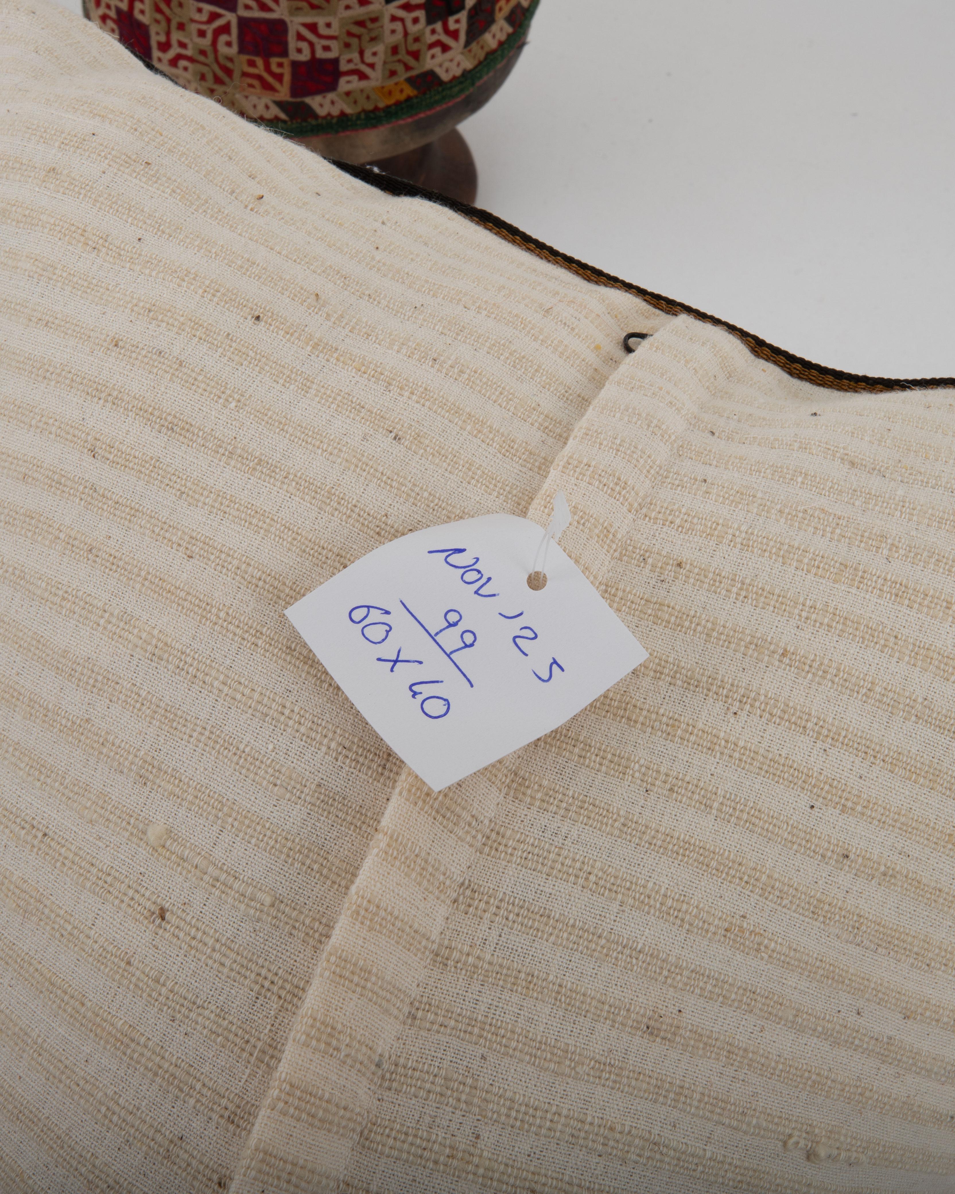 Antiguo cojín Jajim / kilim de lana a rayas, Cáucaso siglo XIX