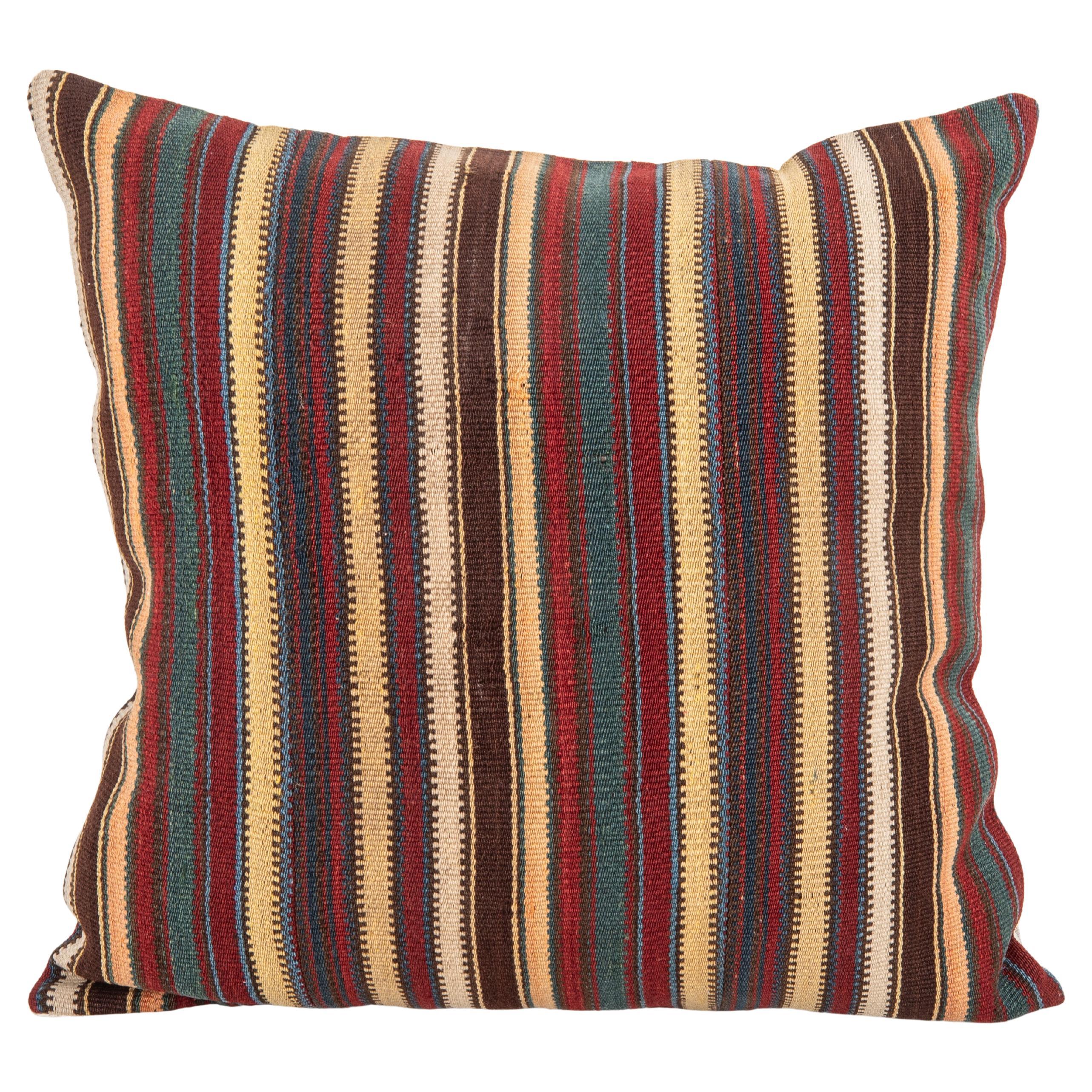 Cuscino antico in lana Jajim / kilim a righe, Caucaso