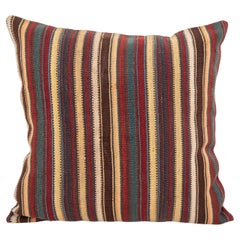 Cuscino antico in lana Jajim / kilim a righe, Caucaso