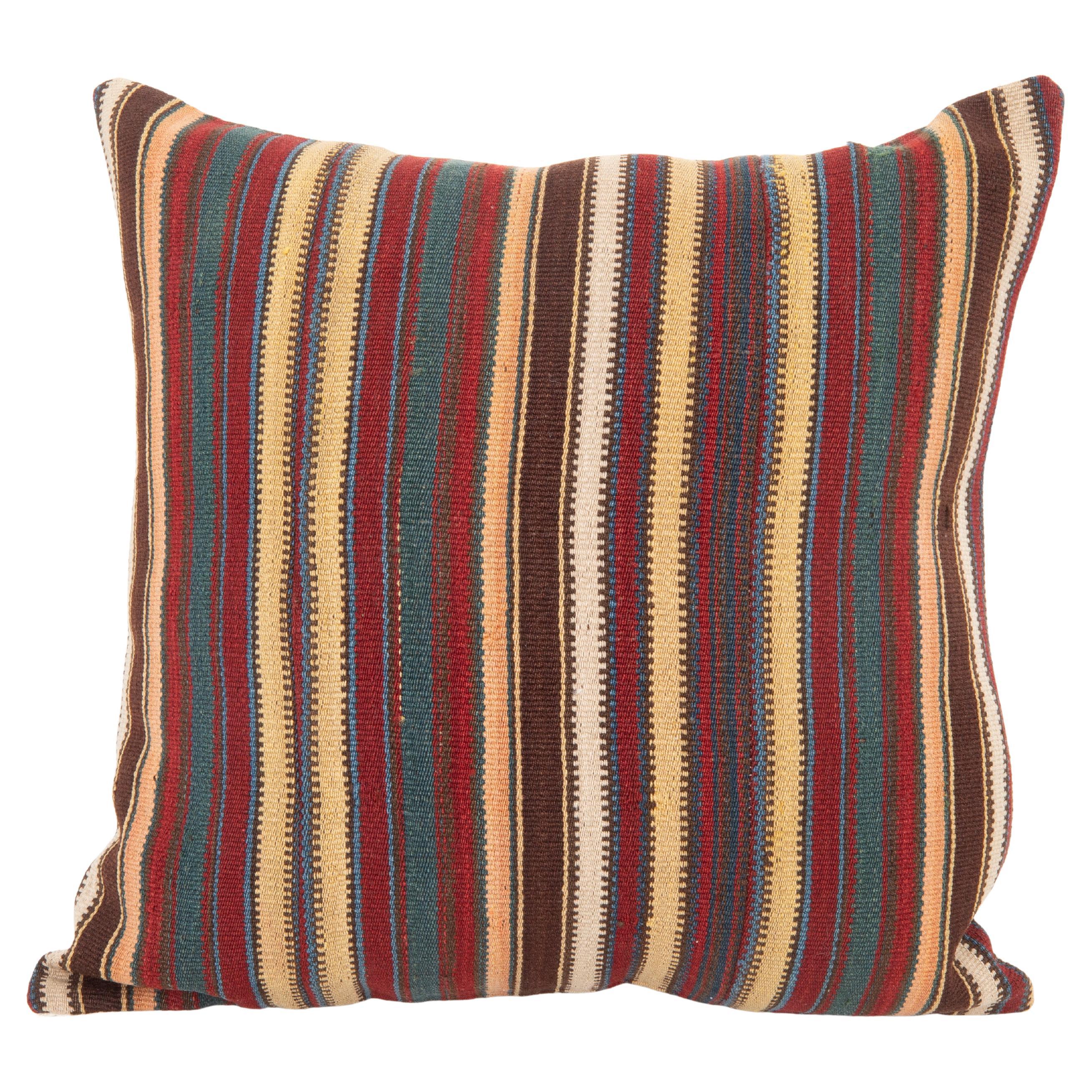 Cuscino antico in lana Jajim / kilim a righe, Caucaso