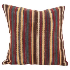 Cuscino antico in lana Jajim / kilim a righe, Caucaso