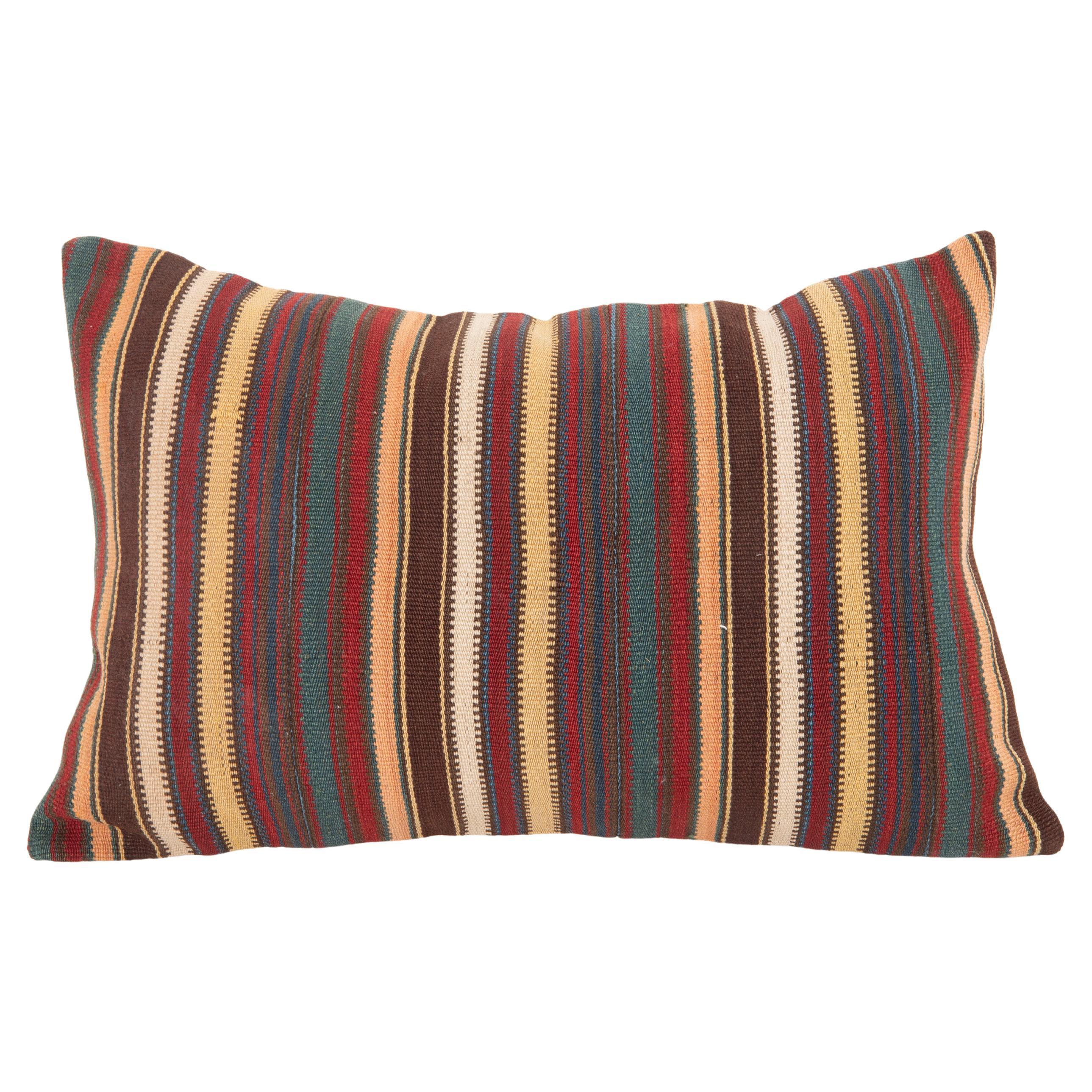 Cuscino antico in lana Jajim / kilim a righe, Caucaso