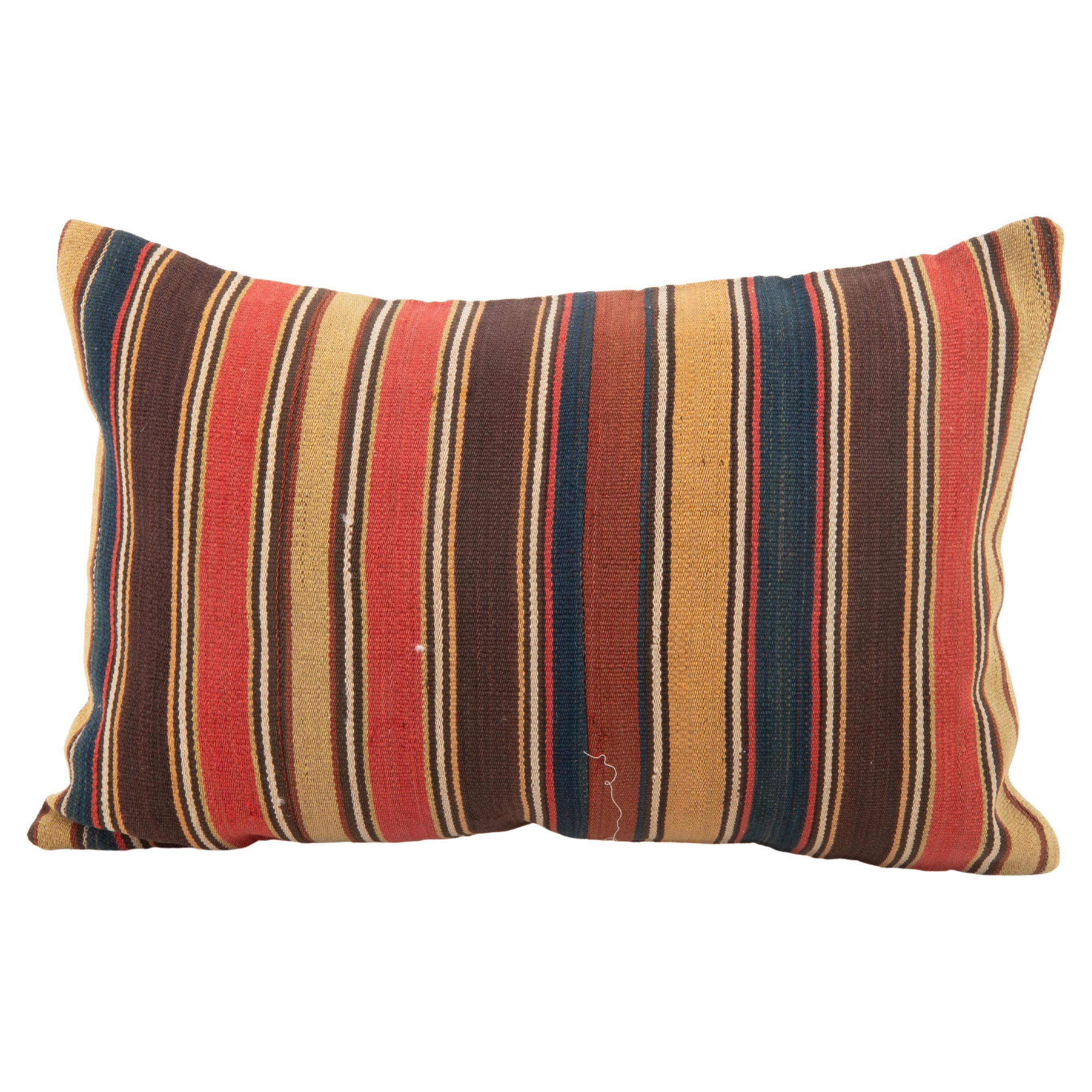 Antiguo cojín Jajim / kilim de lana a rayas, C�áucaso en venta