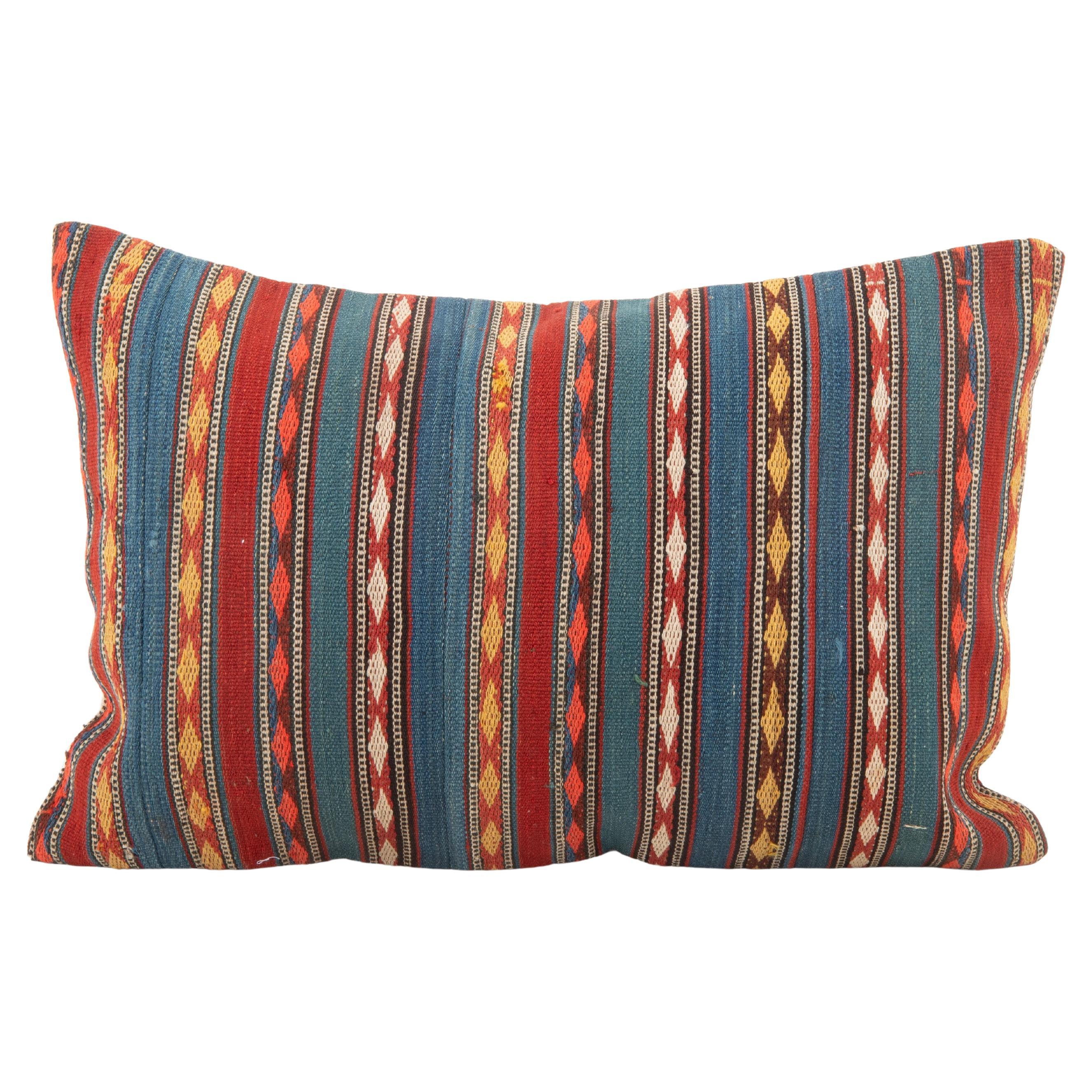 Coussin ancien en laine rayée Jajim / kilim, Caucase