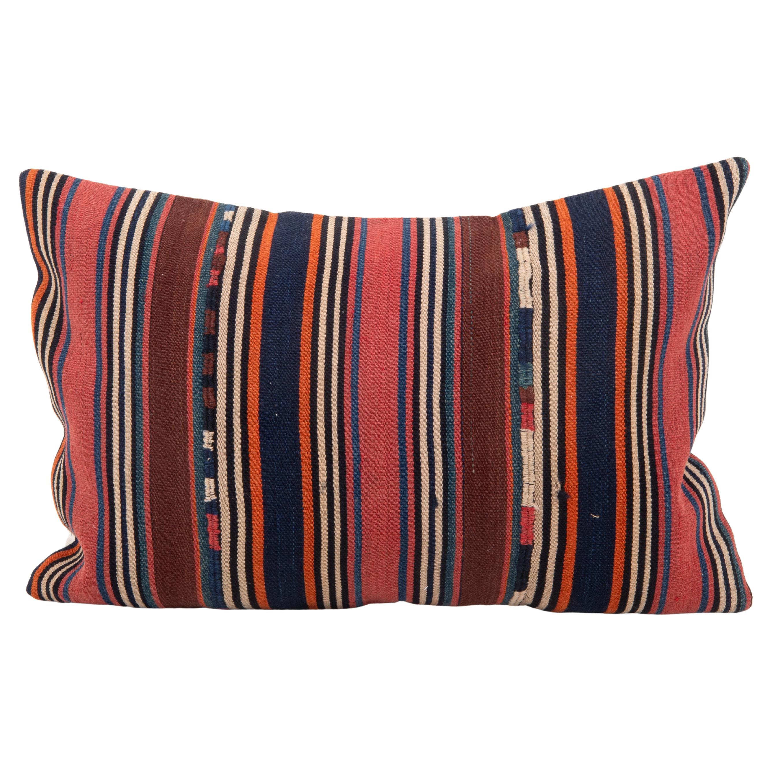 Antiguo cojín Jajim / kilim de lana a rayas, Cáucaso