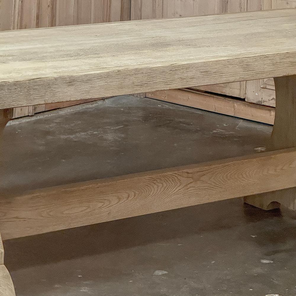 Antique Stripped Oak Rustic European Trestle Table ~ Dining Table en vente 2