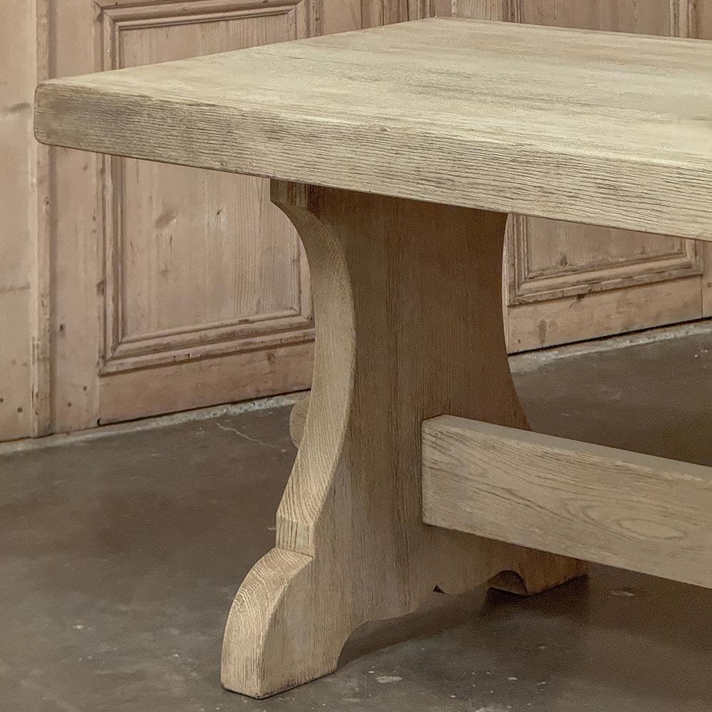 Antique Stripped Oak Rustic European Trestle Table ~ Dining Table en vente 4