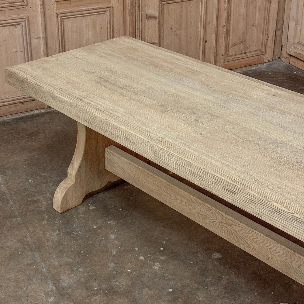 Antique Stripped Oak Rustic European Trestle Table ~ Dining Table en vente 5