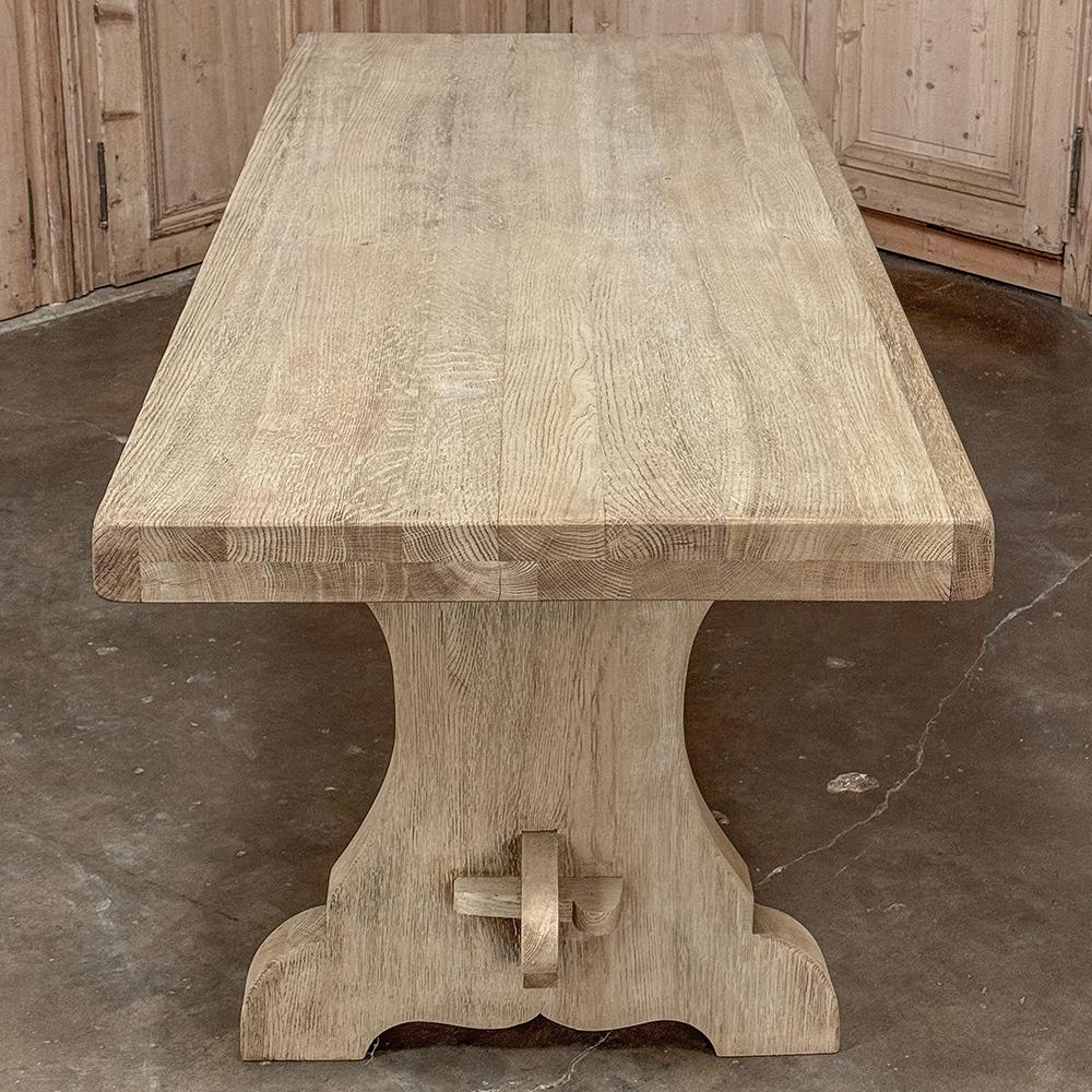 Antique Stripped Oak Rustic European Trestle Table ~ Dining Table en vente 6