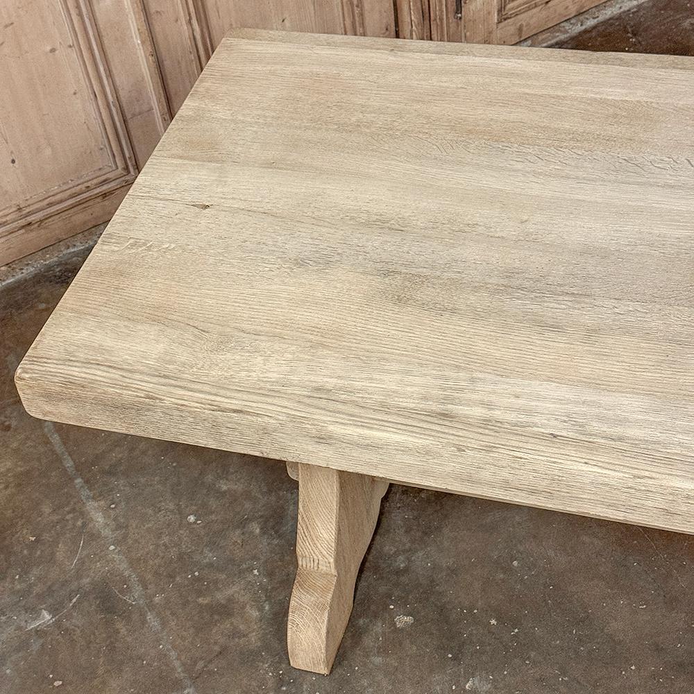 Antique Stripped Oak Rustic European Trestle Table ~ Dining Table en vente 7