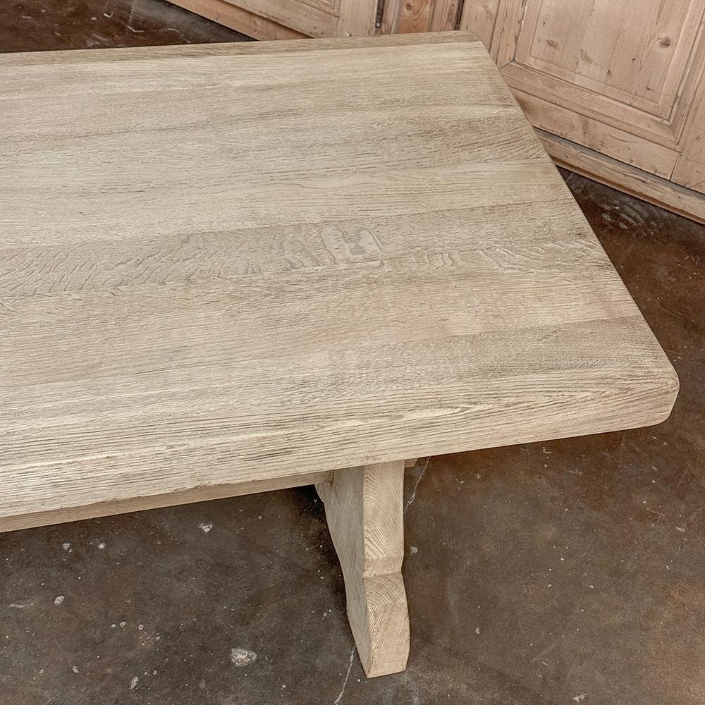 Antique Stripped Oak Rustic European Trestle Table ~ Dining Table en vente 9