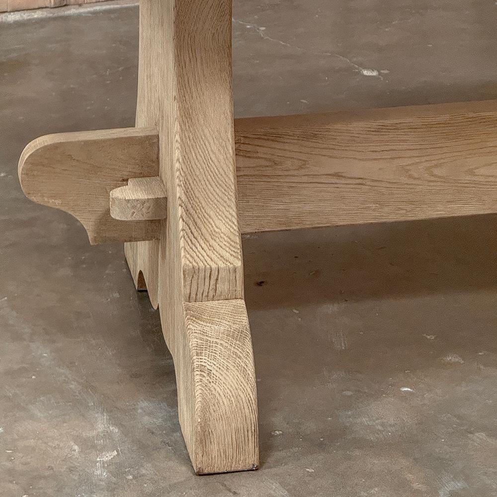 20ième siècle Antique Stripped Oak Rustic European Trestle Table ~ Dining Table en vente