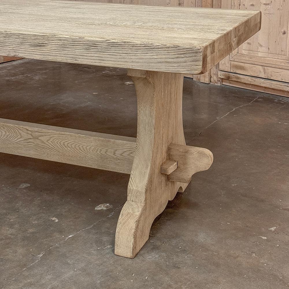 Chêne Antique Stripped Oak Rustic European Trestle Table ~ Dining Table en vente