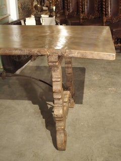 Antique Stripped Single Plank Chestnut Table from Spain