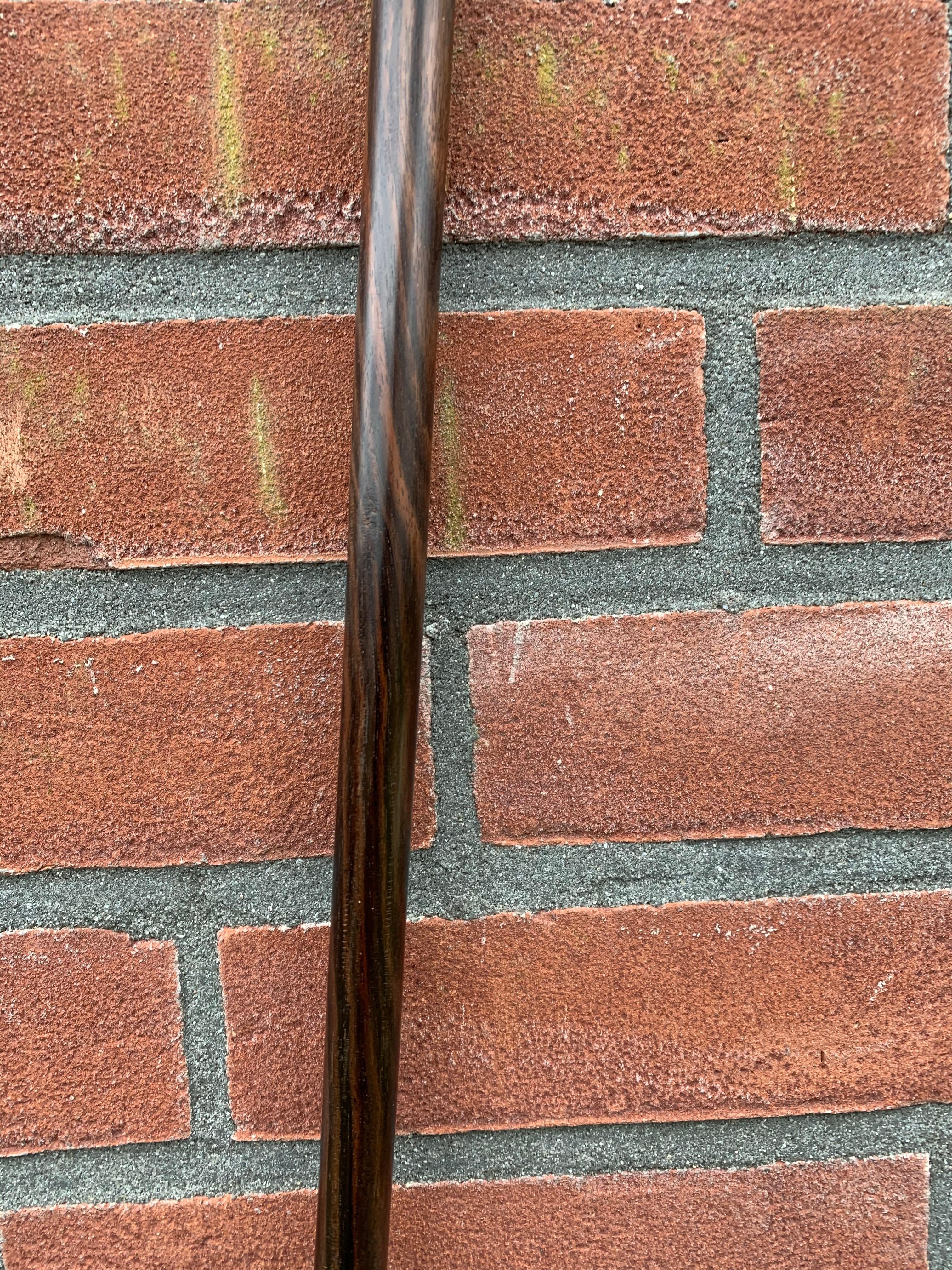 Antique & Strong Art Deco Era Workmanship Coromandel & Horn Walking Stick / Cane In Excellent Condition In Lisse, NL