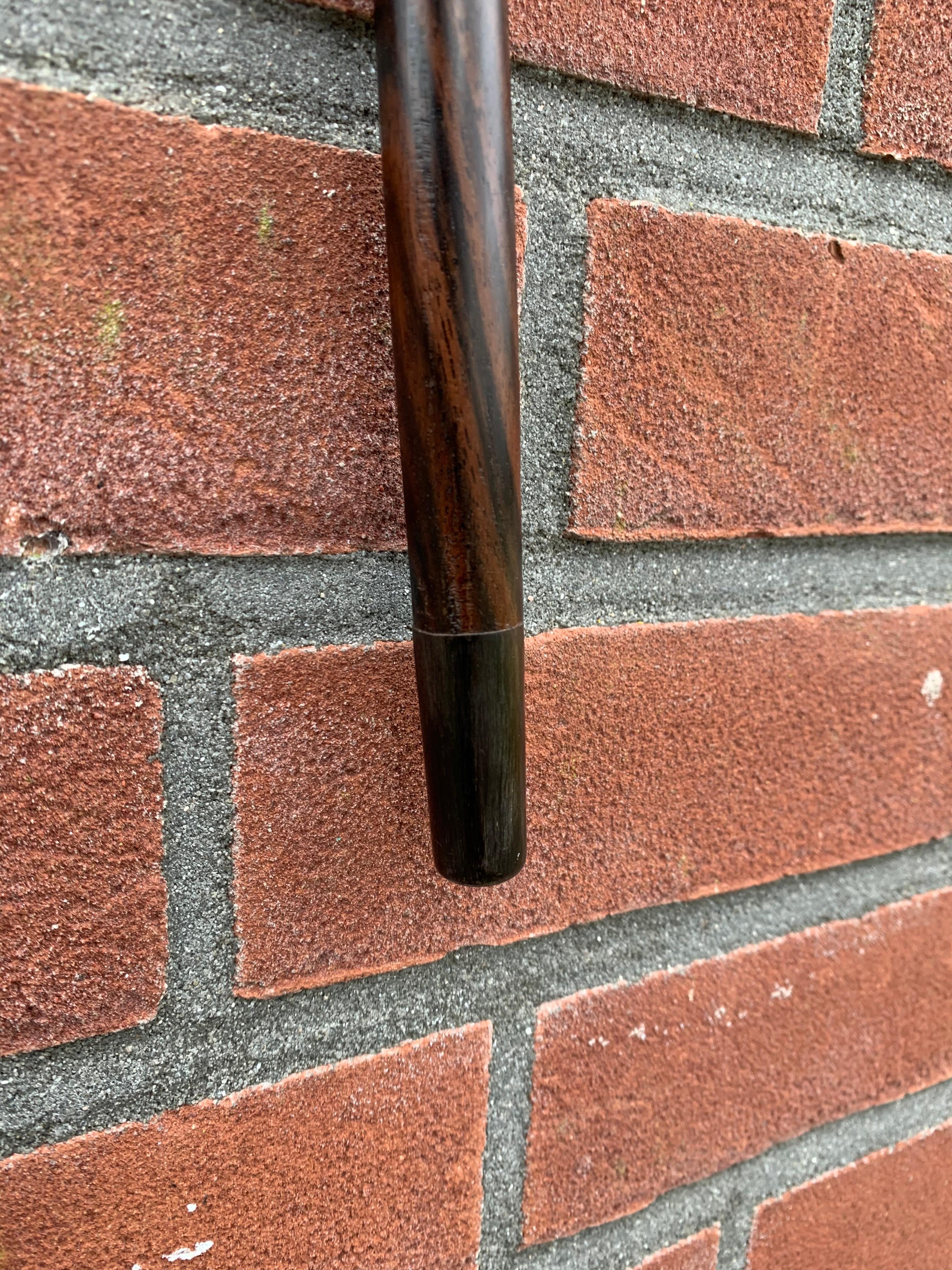 Wood Antique & Strong Art Deco Era Workmanship Coromandel & Horn Walking Stick / Cane