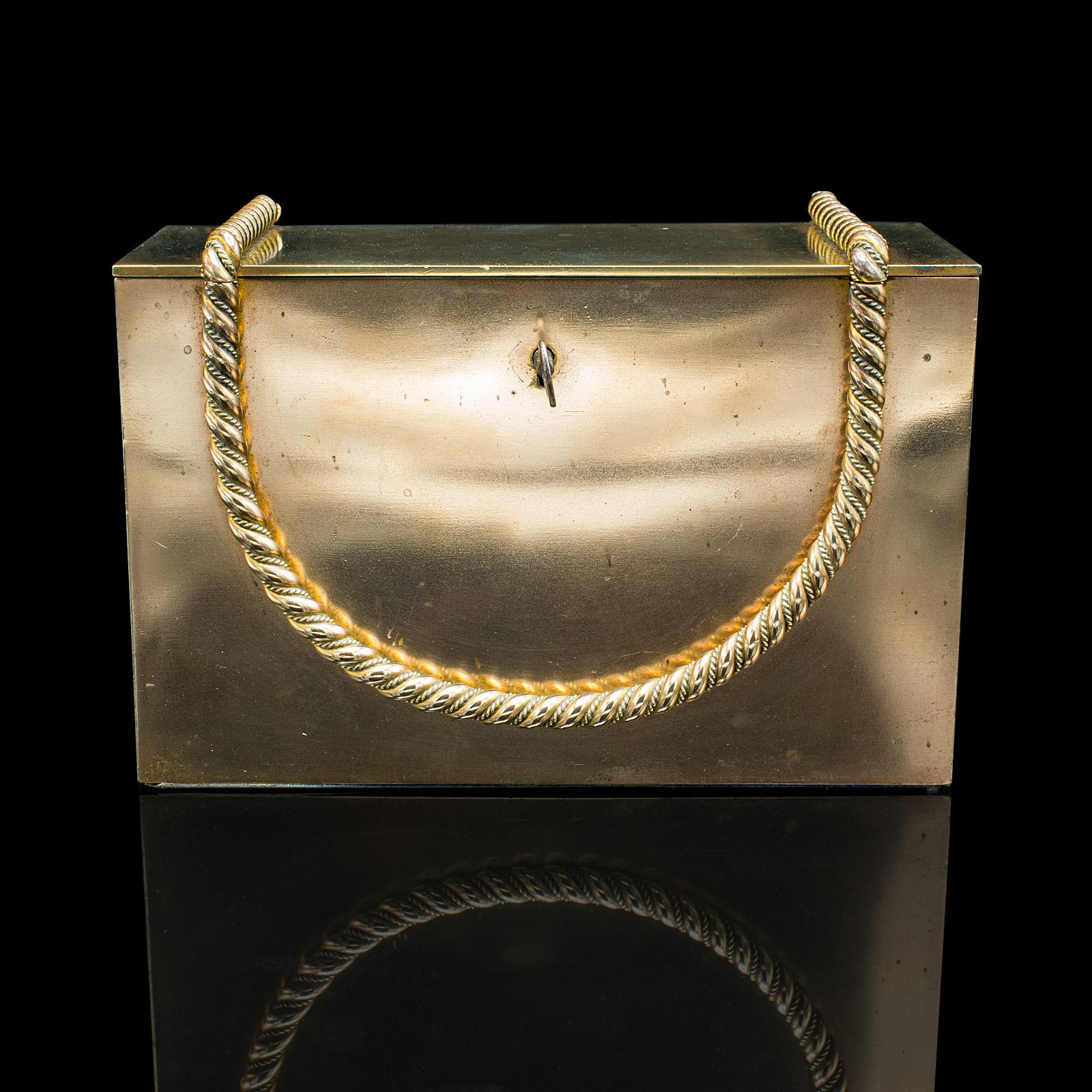 British Antique Strong Box, English, Brass, Bronze, Secret Letter, Ladies Safe, Regency For Sale