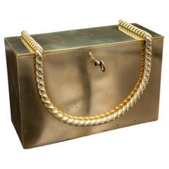 Boîte solide ancienne anglaise, laiton, bronze, lettre secrète, coffre-fort pour femmes, Regency