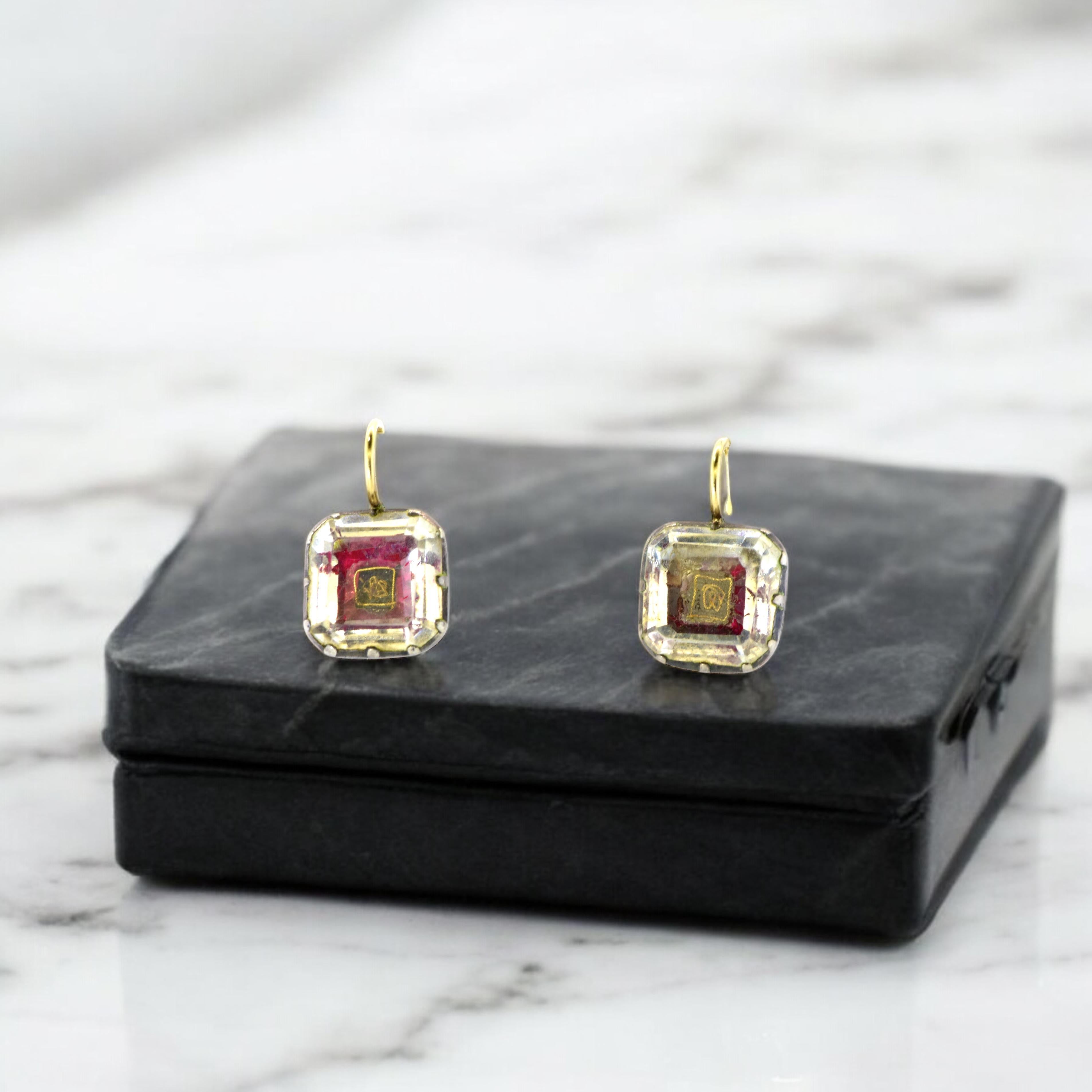 Antique Stuart Crystal Silver and Gold Earrings, Georgian, c. 1650. In Good Condition For Sale In Aspen, CO