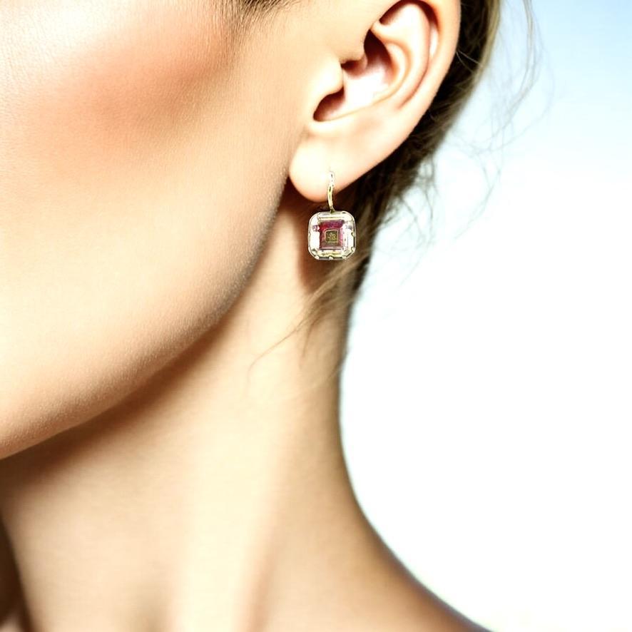 Women's or Men's Antique Stuart Crystal Silver and Gold Earrings, Georgian, c. 1650. For Sale