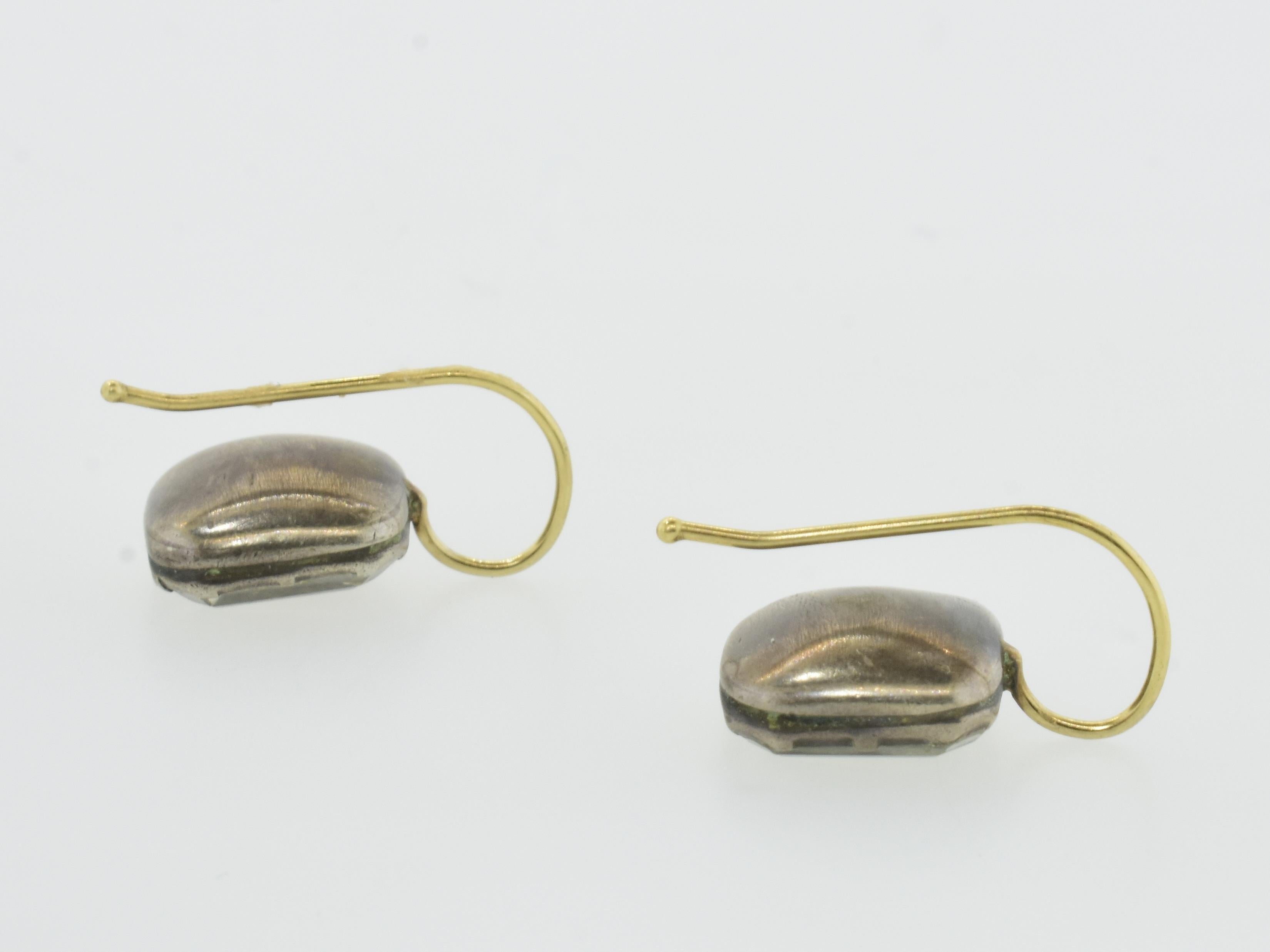 Antique Stuart Crystal Silver and Gold Earrings, Georgian, c. 1650. 1