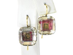Antique Stuart Crystal Silver and Gold Earrings, Georgian, c. 1650.