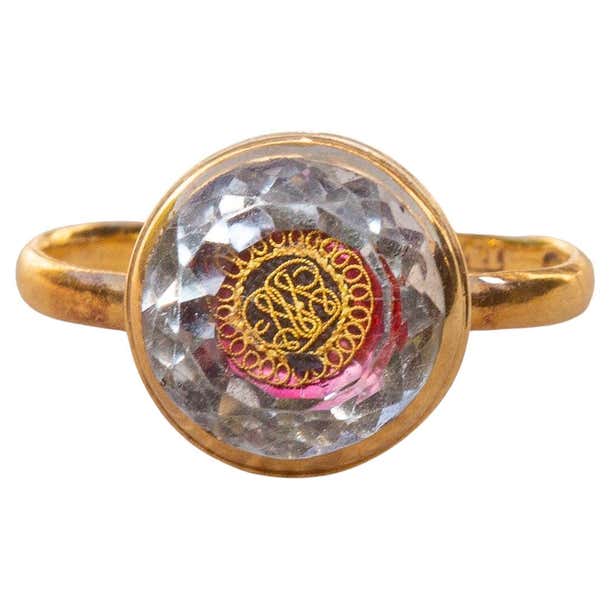 Rare Rings With Rocks Antique Stuart Rock Crystal Ring Gold Wire Cipher circa 1700 Georgian ...