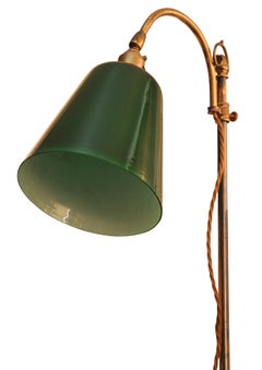 Antique Student Desk Lamp with Racing Green Glass Shade